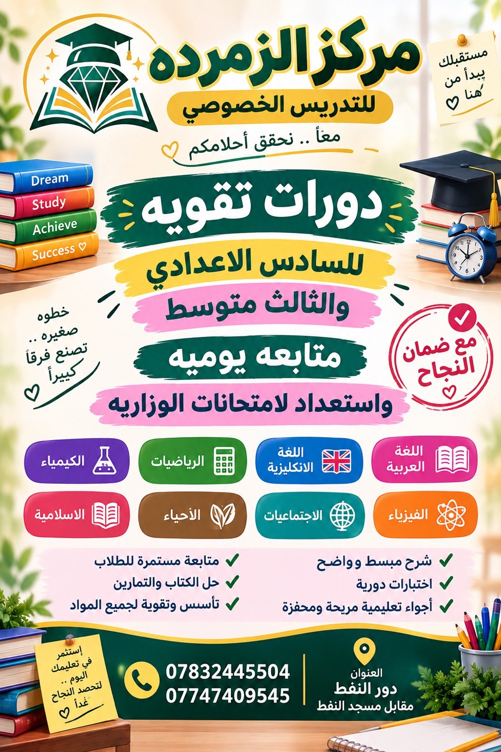 مركز الزمرده للتدريس الخصوصي بصره دور النفط مقابيل جامع النفط