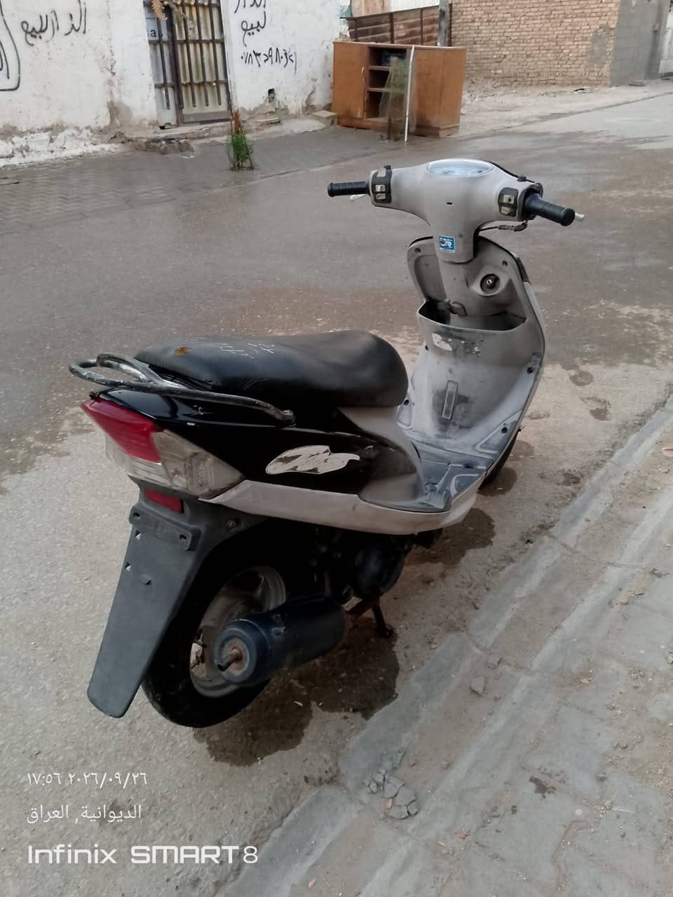 السلام عليكم دراجه للبيع على وضع الشركه مكينه بها خيط بخار كهربائيات شغاله كفرات بلاديه مكاني ديوانيه الاتصال على هذا الرقم ***********

نص مكتوب في الصور:
- 17:56 ٢٠٢٦/٠٩/٢٦
- الديوانية, العراق
- Infinix SMART 8
- ١٧:٥٦ ٢٠٢٦/٠٩/٢٦
- الديوانية، العراق
- 17:56 2026/09/26
- ١٧:٥٧ ٢٠٢٦/٠٩/٢٦