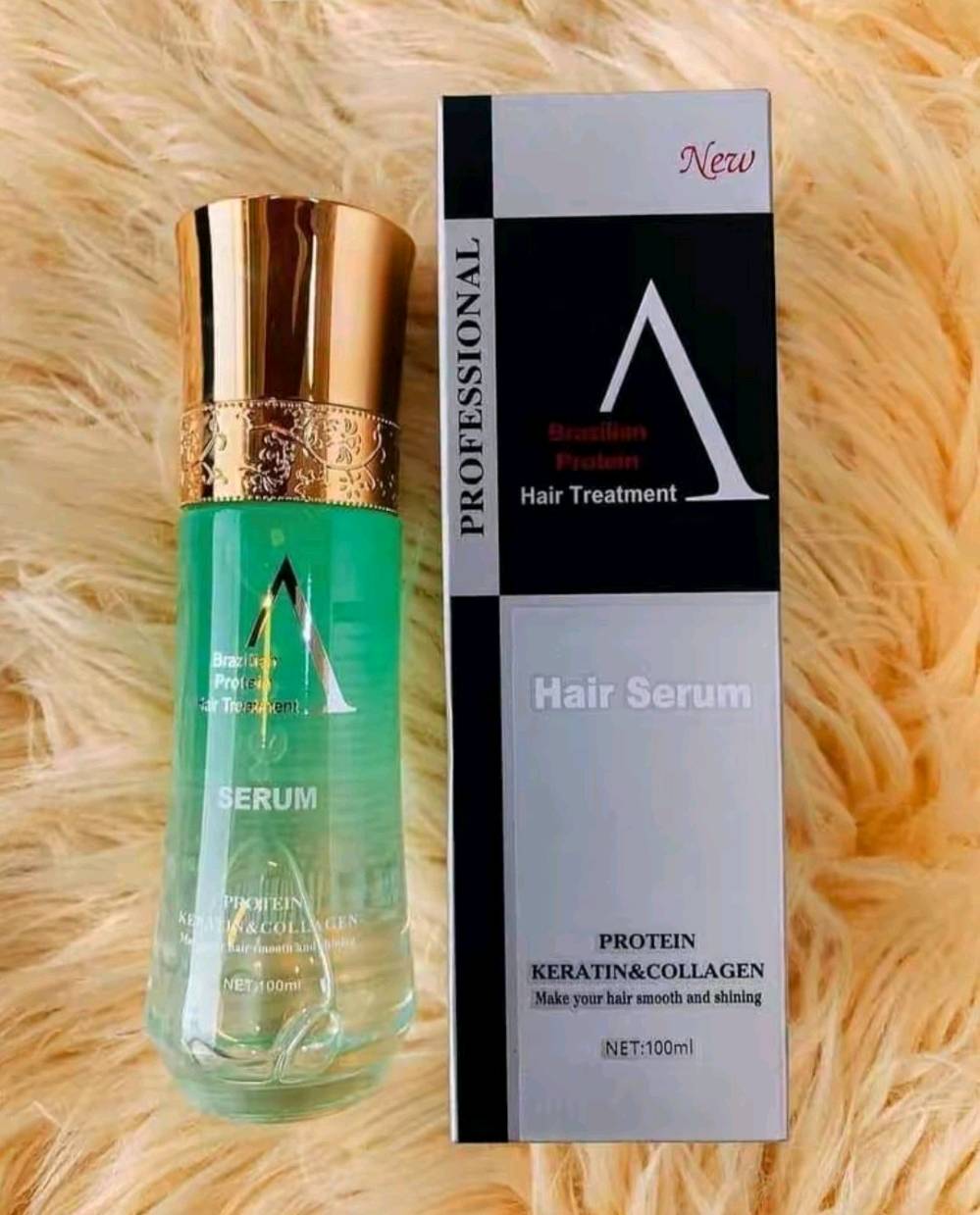 ✨ سيروم A البروتين البرازيلي 💯 الاحترافي للشعر (Professional A Brazilian Protein Hair Serum) بتركيبة "SPRFENFRUITS"، مخصص لترميم وعلاج الشعر التالف والمتقصف والباهت. يبلغ حجم العبوة 100 مل، وهي غنية بمزيج ثلاثي من الكيراتين والكولاجين والبروتين.

الفوائد الأساسية :- 
✨إصلاح التلف يعيد بناء ألياف الشعر المتضررة نتيجة الصبغات، السحب، والتعرض للحرارة العالية.
✔️ تنعيم فوري  يمنح الشعر ملمساً انسيابياً ناعماً (كالحرير) ويضيف لمعاناً صحياً جذاباً.
✔️ محاربة الهيشان والنفشة يقضي على تطاير الشعر والتشابك، مما يسهل عملية تصفيفه وتمشيطه.
✔️ تركيبة خفيفة يتميز بامتصاصه السريع، ولا يترك أي أثر دهني أو ثقل على خصلات الشعر.

💢 طريقة الاستخدام الصحيحة 🧴تنظيف الشعر: يُفضل استخدام السيروم بعد غسل الشعر بالشامبو والبلسم.التجفيف الجزئي: يجفف الشعر بالمنشفة حتى يصبح رطباً (شبه مبلل).التدفئة والتوزيع: توضع بضع قطرات (1-2 نقطة) على كف اليد وتفرك جيداً لتدفئتها.التطبيق: يوزع السيروم بالتساوي على خصلات الشعر بدءاً من المنتصف وحتى الأطراف الجافة، مع تجنب وضعه على فروة الرأس تماماً.
#الاصلي المنشأ امريكي🇺🇸 💯
السعر 10000
🚘 يوجد خدمة توصيل لجميع محافظات العراق