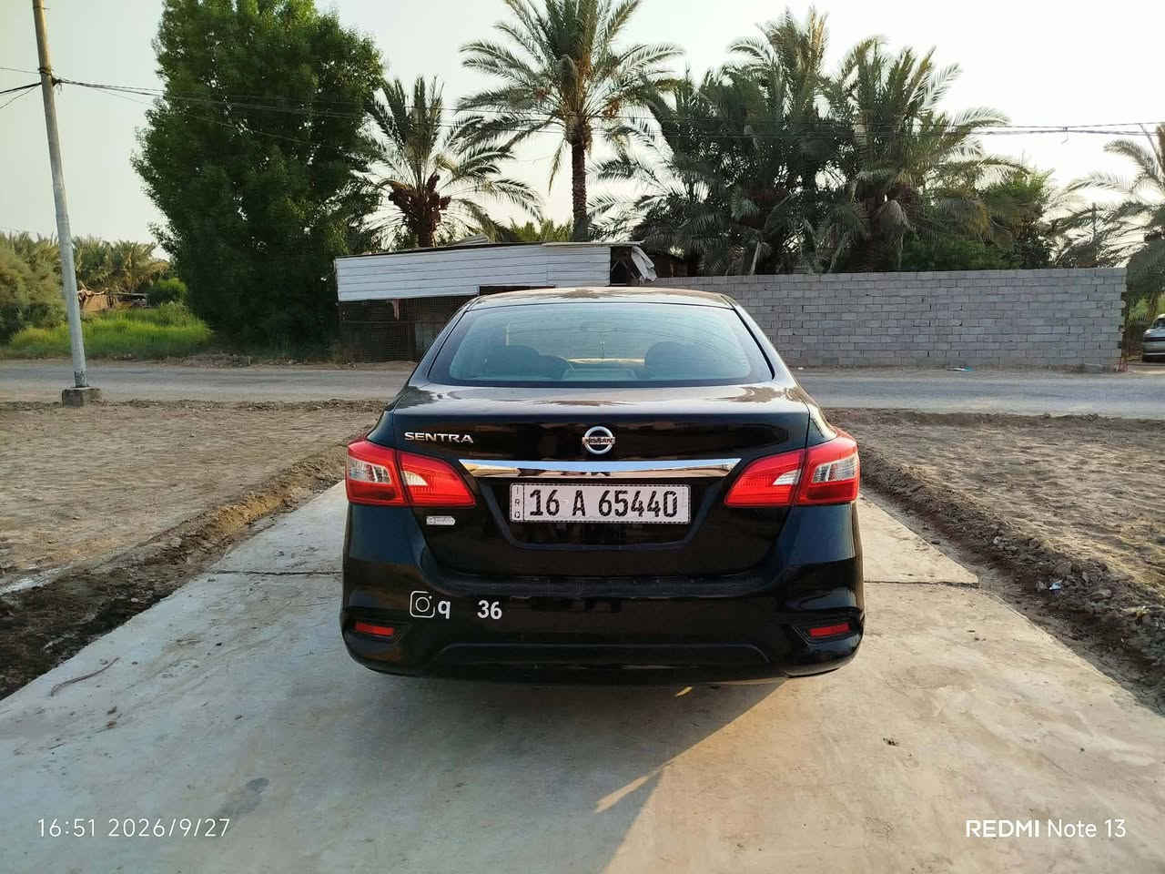 السلام عليكم
نيسان سنترا موديل 2019
وارد امريكي 
سياره حره  رقم قادسية انكليزي 
مداور ثاني يوم سنويته 2031 بيها منظومة غاز 
مكينته 1800
تبريد شغال
اتصال  عل رقم ***********

نص مكتوب في الصور:
- 16:50 2026/9/27 REDMI Note 13
- 16:51 2026/9/27 REDMI Note 13
- 16:52 2026/9/27
- REDMI Note 13