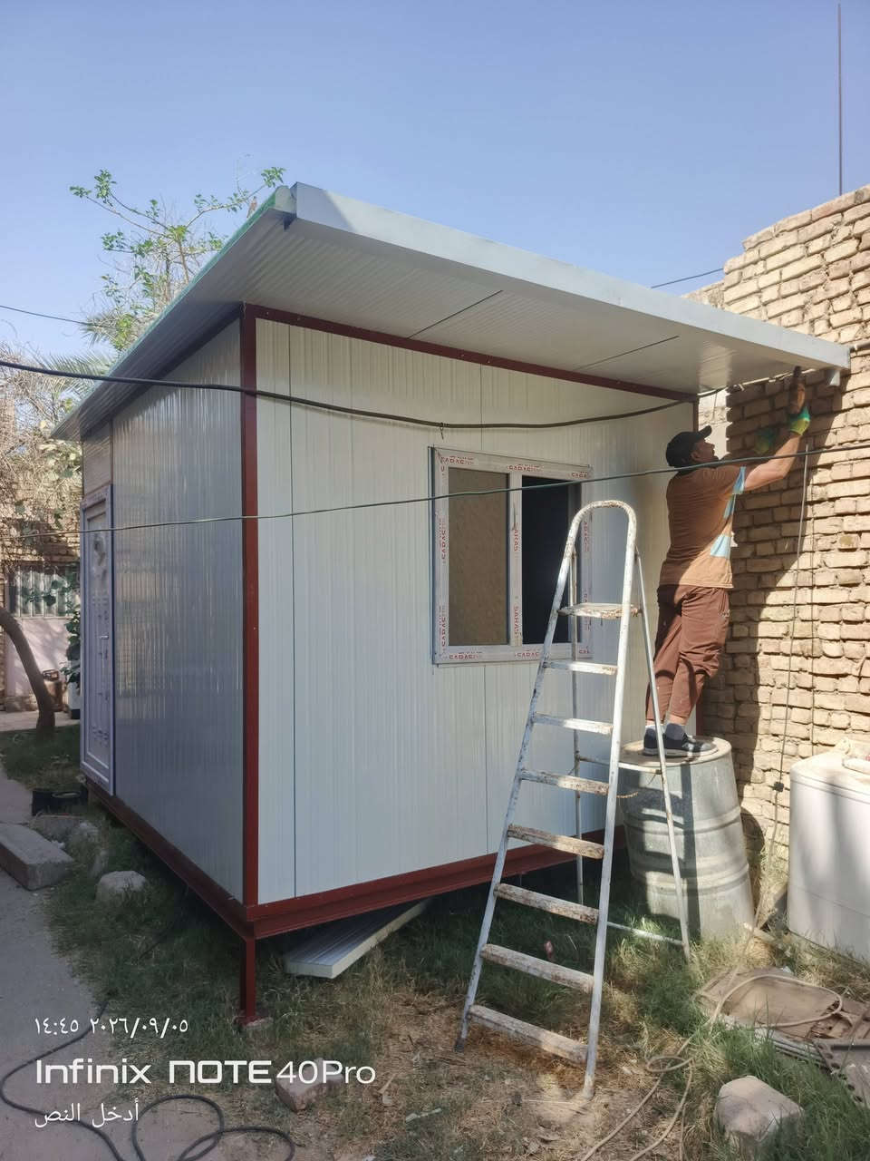 ( معمل الروان لساندويش بنل) لسنا الوحيدون لكننا الافضل 
اقل كلفه من البناء وسرعة التسليم عمل 
عمل كافه انواع كرفانات والغرف والقاعات والبيوت من
السندويج البنل عمل طابق او طابقين من السندويج بنل   سعر المتر (27) ألف والمقاوم للحريق 35الف
ضمن البوب والشبابيك  وكهرباء
وعمل كافه انواع السقوف الثانويه الجدار سعر المتر (12) الف نوع pvc بلاستك 
للتصال او اتساب
 ***********واتساب
‏‪***********‬‏واتساب‏‪

نص مكتوب في الصور:
- ١٦:٤٩ ٢٠٢٦/٠٩/٠٥
- Infinix NOTE 40 Pro
- أدخل النص
- ١٤:٤٥ ٢٠٢٦/٠٩/٠٥
- ١٤:٤٥ ٢٠٢٦/٠٩/٠٥ Infinix NOTE 40 Pro أدخل النص
- Infinix NOTE 40Pro