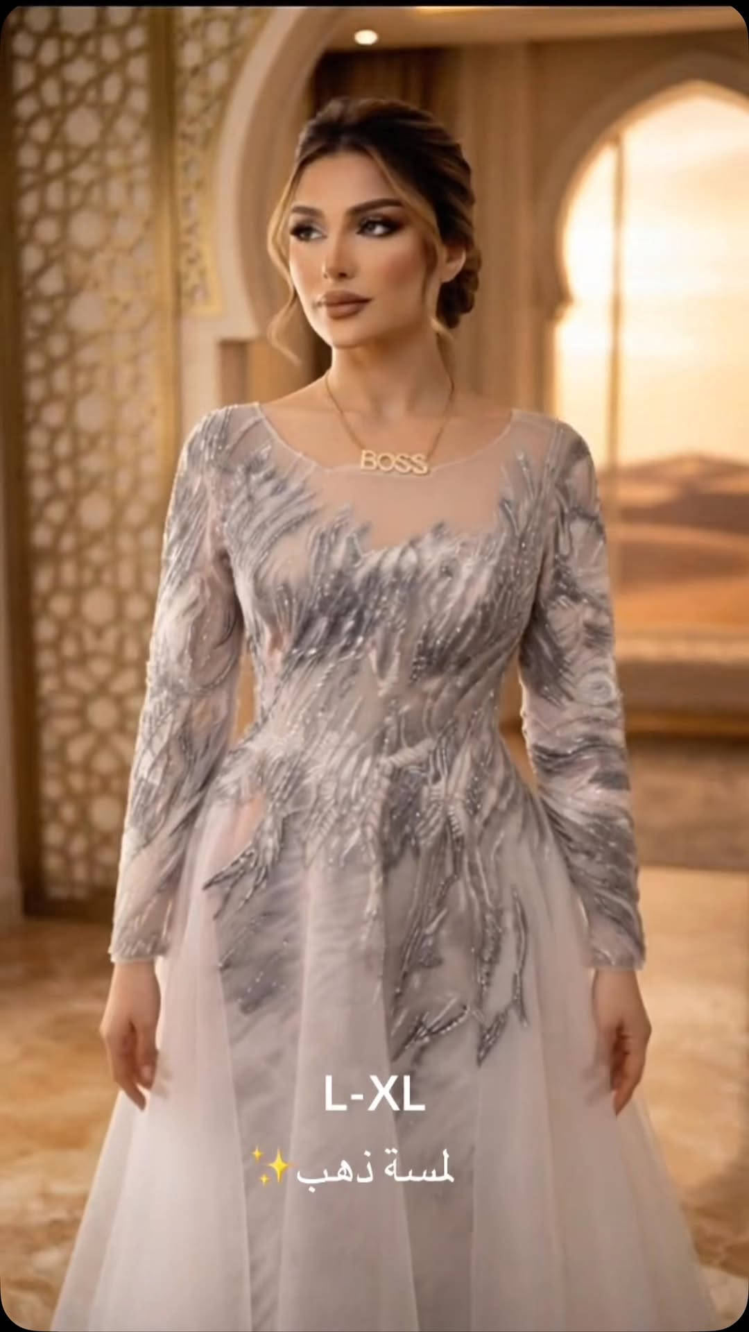 ⁨	#حاتم_ابن_العز 
#لمسة_ذهب 
#اكسبلور_فولو #لايك⁩

نص مكتوب في الصور:
- L-XL
- لمسة ذهب ✨