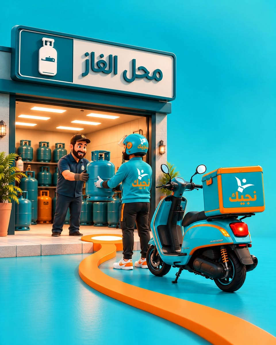 ليش تحتاج أكثر من مندوب؟ 🤔

من المطعم، للغاز، للماركت…
مندوب واحد يلمّها إلك ويوصلها لباب بيتك. 🛵

طلبات مختلفة، أما التوصيل؟
نجيك. 🧡

نص مكتوب في الصور:
- نجيك ليش تحتاج أكثر من مندوب؟ مطعم محل الغاز سوبر ماركت نجيك نجيك