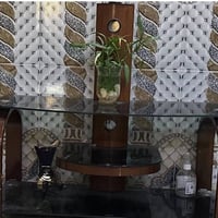 ميز بلازما زجاج • طاولة طعام ٦ كراسي • رمادي