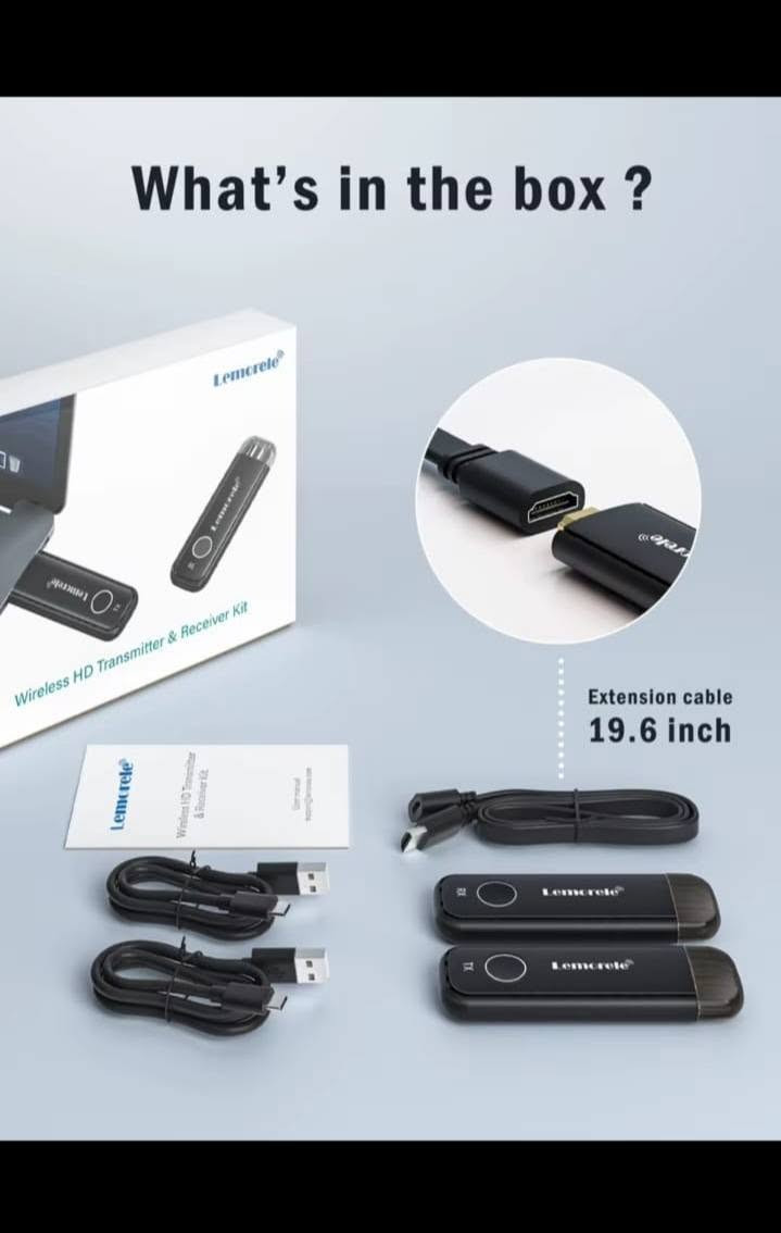 جهاز استقبال ارسال لا سلكي HDMI واي فاي من Lemorele 50 متر 1080P60Hz مهايئ عرض موسع دونغل للتلفزيون عصا شاشة جهاز عرض سعر القطعه  40 الف  للحجز خاص او اتصال ***********
