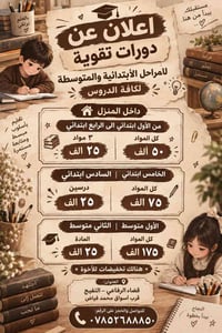 دورات تقوية • ابتدائي ومتوسط • داخل المنزل