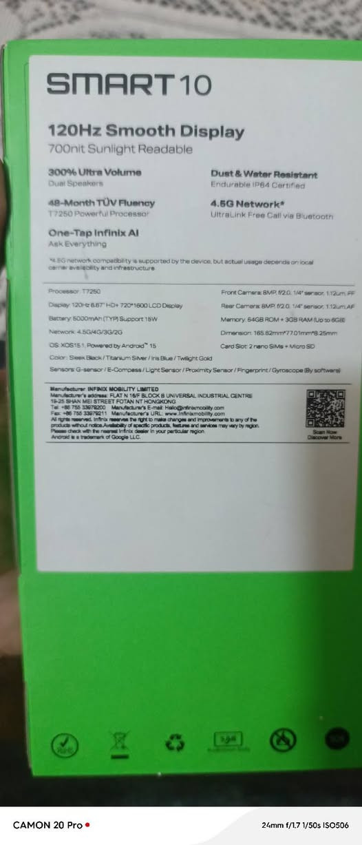 السلام عليكم 
موبايل للبيع انفنكس سمارت 
 infinix smart 10
جهاز ما مستخدم ابد كلش كلش قليل حتى اقل من يوم سيمكارت ما داخل بي وضمانه بي على الفحص جهاز كلش نظيف 
ذاكرته 64 
رام يشغل من 3 الى 6
مكاني النجف
موجود خاص 
***********
