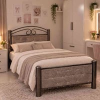 شوفو التخفيض الناري 95 الف فقط سرير حديد الوجه خشب او جلد القياس 90*19...