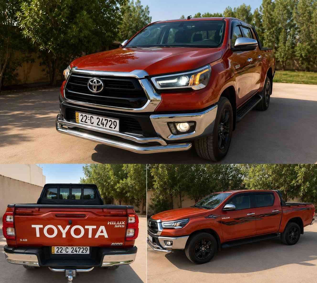 🚨🔥 للبيع تويوتا هايلوكس Hilux SRS 🔥🚨
🛻 تويوتا هايلوكس غمارتين – SRS
🔸 الموديل: 2021
🔸 المحرك: 4 سلندر
🔸 الممشى: 130 ألف تقريباً
🔸 اللون: مشمشي مميز 🍑
🔸 السيارة مكفولة ✅
🔸 جنوط سوداء
🔸 إنارة أمامية LED
🔸 مرايات جانبية كروم
🔸 حوض خلفي مرتب ونظيف
🔸 السيارة نظيفة ومرتبة جداً ✨
🔸 شكل ومظهر رياضي وحلو

📸 السيارة مثل ما مبين بالصور

💰 السعر: ______
📍 الموقع: بابل الاسكندريه 

📞 للاستفسار والجادين فقط:
***********

🔴 الفحص على المشتري، والسيارة حاضرة للفحص.
🤝 للجادين فقط، والله يبارك للجميع
