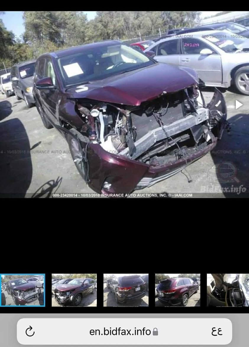 هايلندر موديل 2018 XLE
فول مواصفات 
رقم اربيل 
فتحه 
داخل بيجي جلد vip 
رادار خلفي امامي 
توقف ذاتي 
تدفئه كشنات 
السيارة دفع رباعي 
تبريدها ثلج 
ولا قطعه صبغ 
بيها أماكن بارد 
صور الحادث داخل المنشور 
مكان السيارة بغداد و صلاح الدين/ بلد 
السعر ٢٣٠ سعر مال بيع ماكو هيج سعر 
واتس اب 
***********
