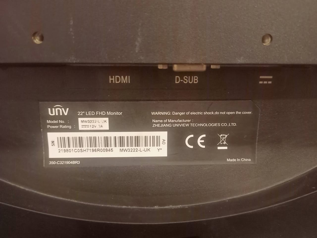 السلام عليكم شاشة للبيع السعر 60
تفاصيل الشاشة:
الماركة: UNV (Uniview)
الحجم بدقة: 22" (LED FHD Monitor)
الدقة: Full HD (1080p)
الموديل: MW3222-L-UK
المنافذ: HDMI و D-SUB (VGA)

*********** واتساب . بغداد الشعلة
