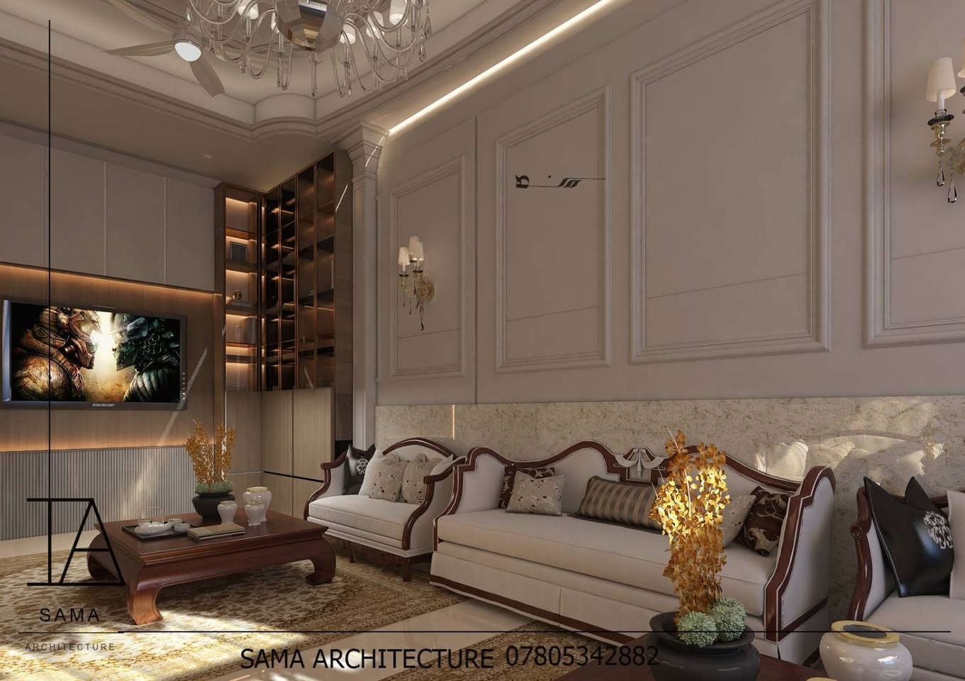 صالة ضيوف • مودرن كلاسيك • تصميم داخلي