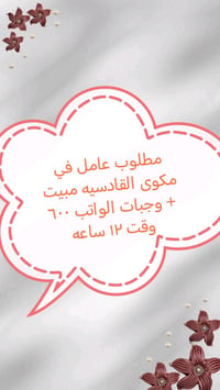 مكوى القادسية • مبيت وجبات • ١٢ساعة