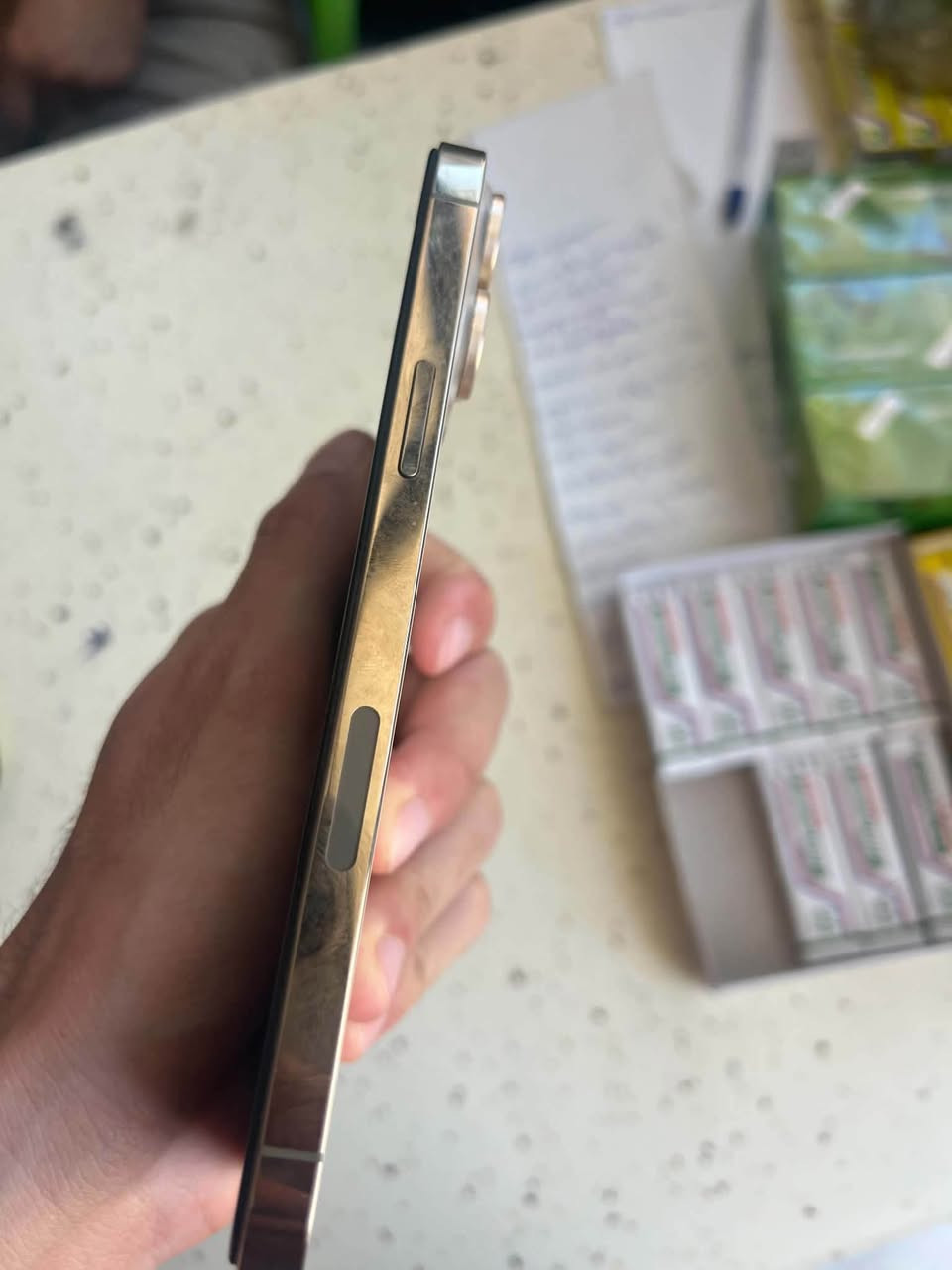 13 برو ماكس بلادي نضافه 100 بل 100 السعر 750 /                      ***********

نص مكتوب في الصور:
- is iDevice Verification Report www.3u.com
- Test Item Ex-factory Value Read Value Test Result
- evice Model iPhone 13 Pro Max iPhone 13 Pro Max Normal
- evice Color Front Black, Rear Gold Front Black, Rear Gold Normal
- Hynix TLC
- ard Disk Capacity 256GB 256GB Normal
- Sales Model MLKU3 MLKU3 Normal
- Sales Area LL/A LL/A Normal
- Model Number A2484 A2484 Normal
- Bluetooth Address A4:C3:37:20:8A:8F A4:C3:37:20:8A:8F Normal
- Cellular Address A4:C3:37:22:87:6C A4:C3:37:22:87:6C Normal
- Wi-Fi Address A4:C3:37:2B:1D:6C A4:C3:37:2B:1D:6C Normal
- Serial Number D5Y******4J74 D5Y******4J74 Normal
- Mainboard Serial No. F3Y20960CLD0G3GD 2022-02-26 F3Y20960CLD0G3GD 2022-02-26 Normal
- Battery Serial Number F8Y208110N913XC8R 2022-02-14 F8Y208110N913XC8R 2022-02-14 Normal
- Rear Camera DN82082H7LWQ1NMDA 2022-02-15 DN82082H7LWQ1NMDA 2022-02-15 Normal
- Front Camera DNM20472G37Q7H58J 2022-01-23 DNM20472G37Q7H58J 2022-01-23 Normal
- Screen Serial Number G9N2086SDDDPQCLAK+A20... Samsung 2022-02-19 User decision needed
- How to judge?
- Testing Score 98
- Production Date 2022/02/26 (9th Week)
- Warranty Date Online Query
- Apple ID Lock Off
- iOS Version 26.6 (23G71)
- Activated Yes
- Jailbroken No
- Battery Life 88%
- Charge Times 695 Times
- Wi-Fi Module Low Temp Wi-Fi
- Report Date: 2026-08-28
- Carrier Status Domestic SIM card needed
- Verify Serial Number Yes
- Verify UDID Yes
- Verification completed, no abnormalities found
- Hide serial number
- Watermarks Screenshot
- Close
- V3.30 Feedback Check Update
- AR
- 04:33