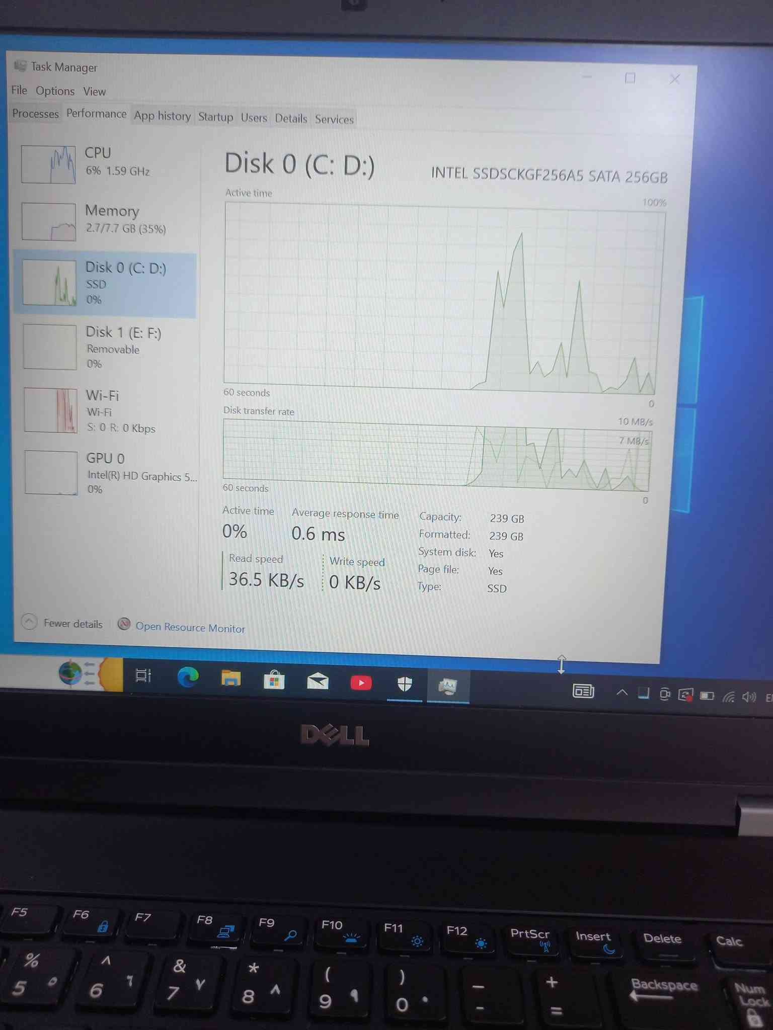 لابتوب دل 5570 dell
حجم الشاشة كبير 15.6
المعالج كور اي 5 الجيل 6
الهارد    256 ssd 
الرام 8.  ddr4 
كارت الشاشة  4  شير 
حجم الشاشة  15.6
الشاحنة اصلية 
نظام التشغيل ويندوز 10 عربي انكليزي 
الملحقات شاحنة وجنطة 
السعر  215
***********
***********
يوجد توصيل

متوفر 
تتوفر مجموعة لابتوبات بأسعار مناسبة ومواصفات

نص مكتوب في الصور:
- About Your PC is monitored and protected. See details in Windows Security Device specifications Device name DESKTOP-VL74BVM Processor Intel(R) Core(TM) i5-6200U CPU @ 2.30GHz 2.40 GHz Installed RAM 8.00 GB (7.67 GB usable) Device ID EFA9FFB9-1349-436D-8D6F-35DCED1D2109 Product ID 00331-10000-00001-AA145 System type 64-bit operating system, x64-based processor Pen and touch No pen or touch input is available for this display Copy Rename this PC Windows specifications Edition Windows 10 Pro Version 22H2 Installed on 9/21/2026
- Task Manager File Options View Processes Performance App history Startup Users Details Services CPU 68% 1.64 GHz Memory 3.4/7.7 GB (44%) Disk 0 (C: D:) SSD 12% Disk 1 (E: F:) Removable 0% Wi-Fi Wi-Fi S: 0 R: 72.0 Kbps GPU 0 Intel(R) HD Graphics 5... 0% Fewer details Open Resource Monitor CPU Intel(R) Core(TM) i5-6200U CPU @ 2.30GHz % Utilization 100% 60 seconds 0 Utilization Speed Base speed: 2.40 GHz 68% 1.64 GHz Sockets: 1 Cores: 2 Processes Threads Handles Logical processors: 4 169 1928 66305 Virtualization: Enabled L1 cache: 128 KB Up time 0:13:13:28 L2 cache: 512 KB L3 cache: 3.0 MB
- Task Manager
- File Options View
- Processes Performance App history Startup Users Details Services
- CPU
- 100% 2.66 GHz
- Memory
- 3.6/7.7 GB (47%)
- Disk 0 (C: D:)
- SSD
- 32%
- Disk 1 (E: F:)
- Removable
- 0%
- Wi-Fi
- S: 8.0 R: 312 Kbps
- GPU 0
- Intel(R) HD Graphics 5...
- 1%
- Fewer details
- Open Resource Monitor
- Memory usage
- 8.0 GB
- 7.7 GB
- 60 seconds
- 0
- Memory composition
- In use (Compressed)
- 3.5 GB (10.5 MB)
- Committed
- 3.3/9.5 GB
- Paged pool
- 260 MB
- Available
- 4.0 GB
- Cached
- 4.2 GB
- Non-paged pool
- 154 MB
- Speed:
- Slots used:
- Form factor:
- Hardware reserved:
- 2133 ...
- 1 of 2
- SODI...
- 337 ...
- Task Manager File Options View Processes Performance App history Startup Users Details Services CPU 6% 1.59 GHz Memory 2.7/7.7 GB (35%) Disk 0 (C: D:) SSD 0% Disk 1 (E: F:) Removable 0% Wi-Fi Wi-Fi S: 0 R: 0 Kbps GPU 0 Intel(R) HD Graphics 5... 0% Fewer details Open Resource Monitor Disk 0 (C: D:) INTEL SSDSCKGF256A5 SATA 256GB Active time 100% 60 seconds 0 Disk transfer rate 10 MB/s 7 MB/s 60 seconds 0 Active time 0% Average response time 0.6 ms Capacity 239 GB Formatted 239 GB System disk Yes Page file Yes Type SSD DELL
- Task Manager File Options View Processes Performance App history Startup Users Details Services CPU 18% 1.54 GHz Memory 2.9/7.7 GB (38%) Disk 0 (C: D:) SSD 0% Disk 1 (E: F:) Removable 0% Wi-Fi Wi-Fi S: 0 R: 0 Kbps GPU 0 Intel(R) HD Graphics 5... 0% GPU Intel(R) HD Graphics 520 3D 0% Copy 0% Video Decode 0% Video Processing 0% Shared GPU memory usage 3.8 GB Utilization 0% GPU Memory 0.1/3.8 GB Shared GPU memory 0.1/3.8 GB Driver version: 30.0.101.1338 Driver date: 1/20/2022 DirectX version: 12 (FL 12.1) Physical location: PCI bus 0, device 2, fun... Fewer details Open Resource Monitor DELL