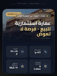 للبيع عمارة سكنية بسعر 1 مليار و 750 مليون تجارية  للاتصال 07811831007...