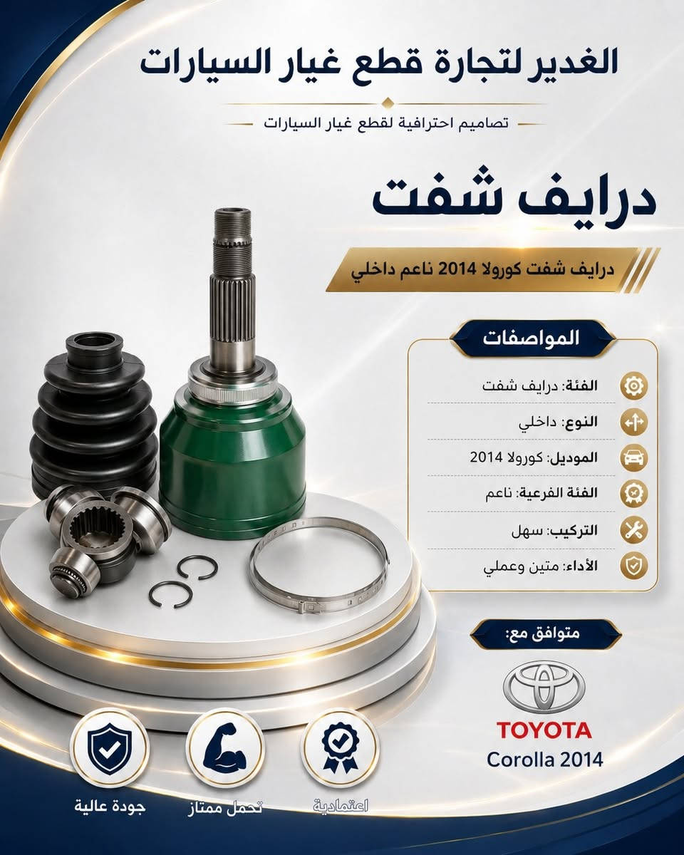 🚗 درايف شفت – جودة وأداء يُعتمد عليه! 🔧

متوفر لدينا درايف شفت بجودة عالية ومواصفات ممتازة.

✅ جودة عالية
✅ تحمل ممتاز
✅ تركيب سهل وأداء عملي

📍 العنوان: النجف الأشرف – حي الحسين، محلات ملعب النجف النادي القديم، شارع مطعم العكاشي / شارع بلدية
📞 للطلب والاستفسار: ***********

الغدير لتجارة قطع غيار السيارات 🚘✨
