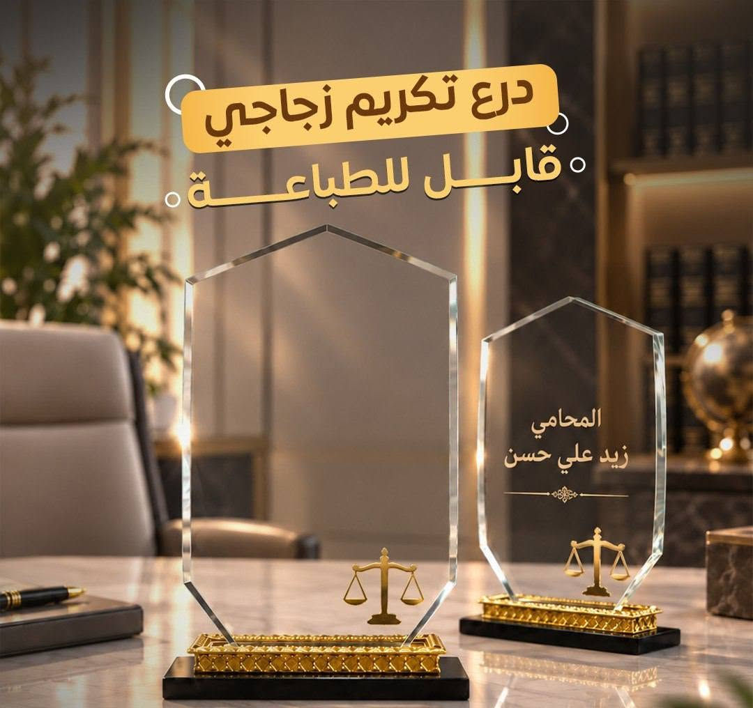 جديد مطبعة الحسام 
دروع زجاجية فاخرة استيراد خاص
وأسعار تنافسية 
النجف الاشرف حي سلام 
***********

نص مكتوب في الصور:
- درع تكريم زجاجي قابل للطباعة