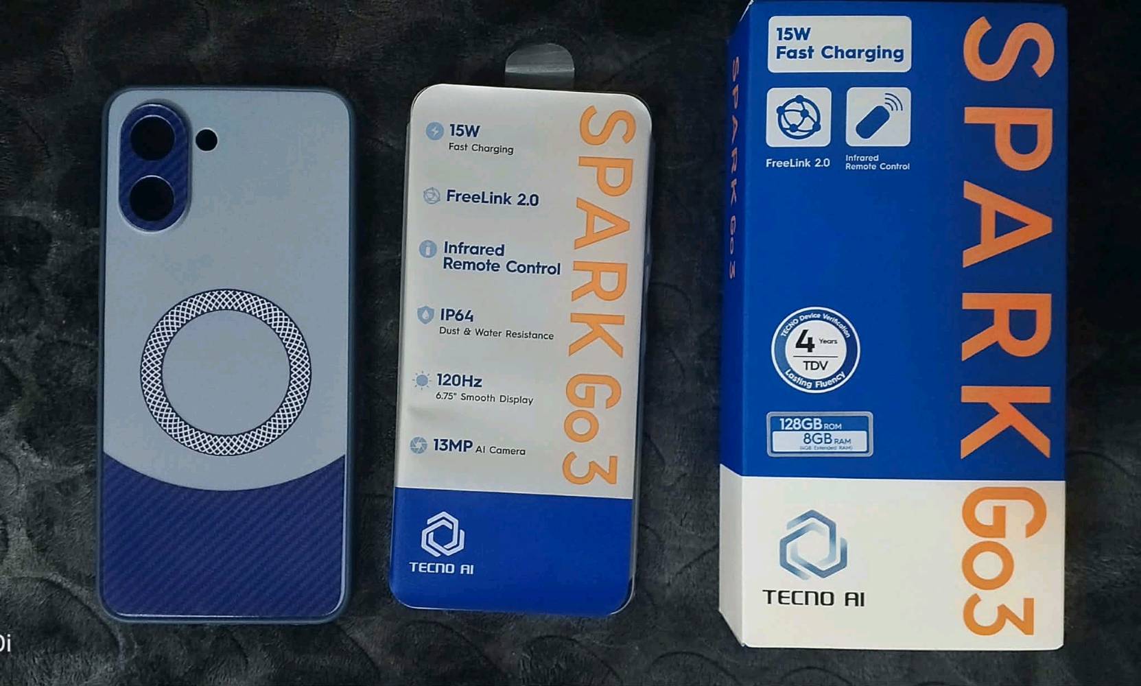 ‏🔹 Tecno Spark Go 3
‏🔹ملاحظة/ انتبة ذ 128GB بسعر 64 وهم مستخدم ساعات
‏🔹 لون مميز سلفر الجهاز يعتبر غير مستخدم للعلم فقط ساعات 
‏🔹 الرام: 4GB + 4GB المجموع 8GB كيكا توسعة
‏🔹 التخزين: 128GB انتبة مو 64GB هذا 
‏🔹 المعالج: UMS9230E (T7250)
‏🔹شاشة📱بحجم 6.75 انج تردد 120Hz📲
‏🔹📶 يدعم 4G + بصمة جانبية + تصميم عملي وخفيف
‏🔹 الكاميرا الخلفية: 13MP
‏🔹 الكاميرا الأمامية: 8MP
‏🔹 البطارية: 5000mAh 🔋ويدعم الشحن السريع بقوة 15W
‏🔹 دقة الشاشة: 1600×720
‏🔹 النظام: HiOS 15.1.2 مبني على Android
‏🔹 الحالة: الجهاز  جديد جديد مستخدم فقط 5  ساعات كل غراضة ما ملعوب بيهن  بعدة ع وضع الوكالة 
‏سعر 160 بي مجال حك جية فقط /جماعة 145 و140 مابيع
‏📍 الموقع: بغداد /الرصافة / حي الانتصار /قرب السيطرة