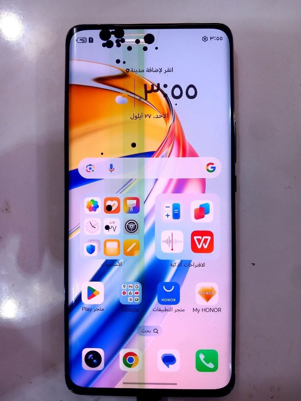 هونر X9b ذاكرة 256 عشوائيه 12 بطاريه5800 شاشه مكسوره للبيع السعر خاص

نص مكتوب في الصور:
- حول الهاتف اسم الجهاز HONOR X9b 5G المعالج المركزي Snapdragon 6 Gen 1 ذاكرة الوصول العشوائي ١٢ غ.ب + ٨,٠ غ.ب HONOR RAM Turbo البطارية mAh 5800 دقة الشاشة ١٢٠٠ x ٢٦٥٢ وحدة التخزين الداخلية المساحة الفارغة ٢٣٤,٩٣ غ.ب الإجمالي ٢٥٦ غ.ب الموديل ALI-NX1 رقم الإصدار 9.0.0.226(C185E14R3P1) GPU Turbo