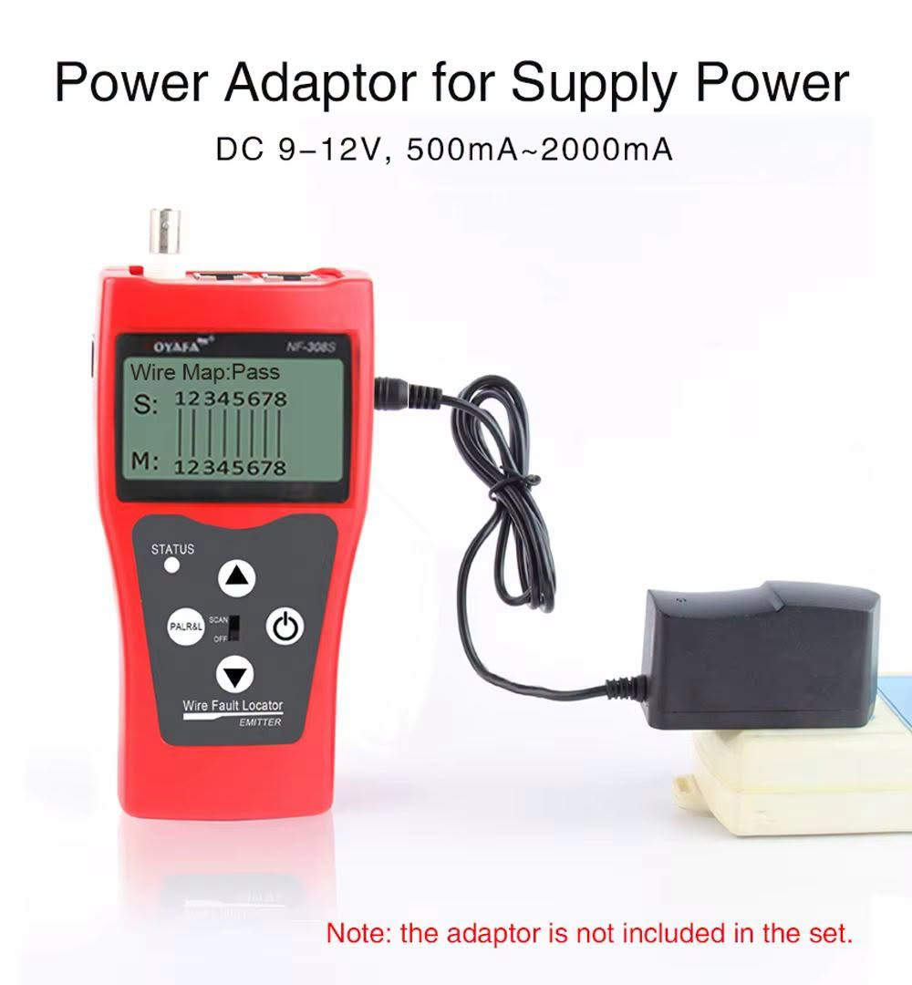 لا توجد تفاصيل

نص مكتوب في الصور:
- LCD Cable Tester Tracker Measure length and fault distance Hub blink for locating network port
- Measure Cable Length and Broken Distance. Range up to 350m, 98% accuracy! Disconnect cable at the far end. Open 12 105.3m Open 36 105.3m Open 45 105.3m Open 78 105.3m Good cable Open 12 105.3m Open 36 105.3m Open 45 30.5m Open 78 105.3m Broken cable
- Polarity testing Test polarity and DC voltage (0.5V-60V)
- Power Adaptor for Supply Power
- DC 9-12V, 500mA~2000mA
- Note: the adaptor is not included in the set.
- Lamp
- Helps work in dark environment
- Package List
- Cable Fault Testing Test open, short, cross,ect. for RJ45, RJ11, BNC cable. Test locally Test with remote