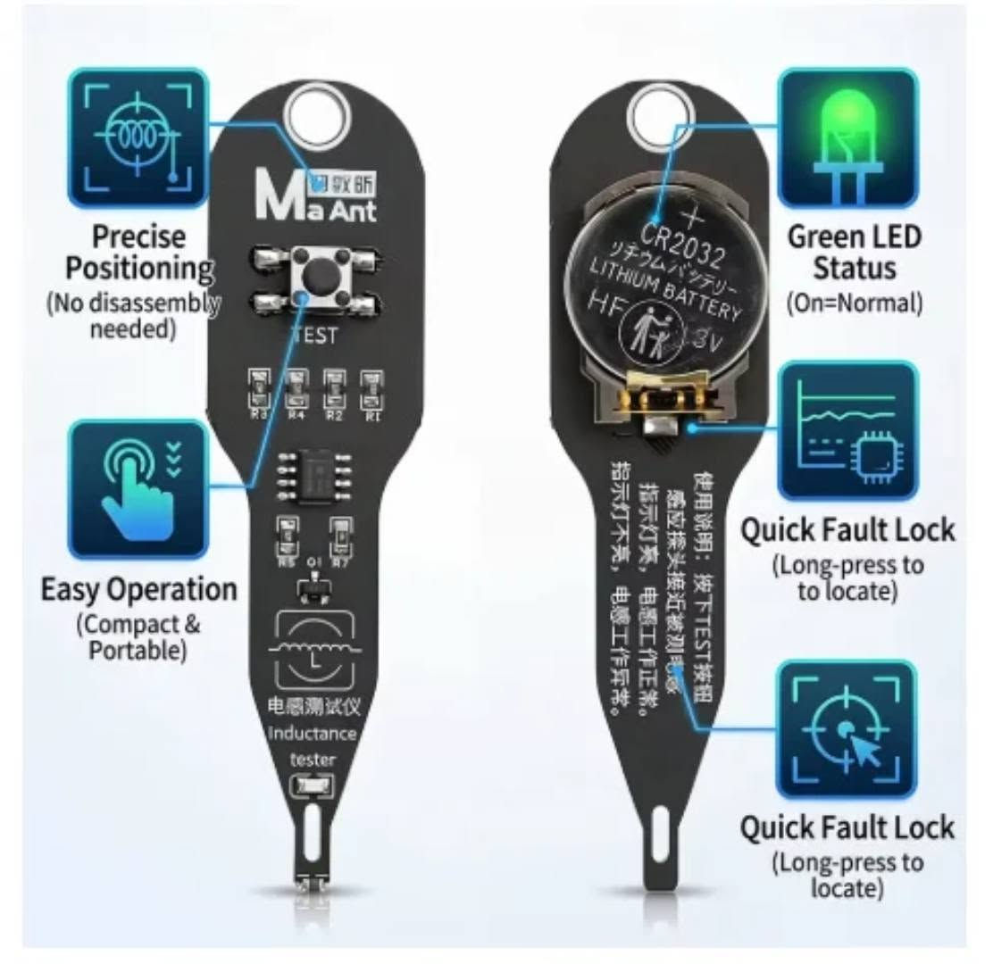 🚀 وفر وقتك وجهدك في الصيانة مع أداة فحص الملفات (Inductance Tester) 🚀
​هل تبحث عن السرعة والدقة في تشخيص أعطال اللوحات الإلكترونية؟
نقدم لك الحل الأمثل والأسرع لمعرفة حالة الملفات (Inductors) بلمحة بصر وبدون تعقيد!
​🛠️ المواصفات الفنية ومميزات الأداة:
​اسم المنتج: أداة فحص الملفات الإلكترونية (Inductance Tester) الموضحة في الصورة "1000207292.png".
​الوظيفة الأساسية: فحص واختبار سلامة الملفات على اللوحات الأم (Motherboards) للأجهزة الإلكترونية.
​مؤشر الفحص الذكي: مزودة بمؤشر ضوئي (LED) باللون الأخضر لبيان حالة القطعة.
​طريقة العمل:
​أثناء عملية الفحص، إذا أضاء المؤشر باللون الأخضر، فهذا يدل على أن الملف يعمل بشكل طبيعي وسليم.
​الإضاءة الخضراء هي دليلك القاطع على أن القطعة غير تالفة (The work is not damaged).
​التصميم: تصميم مدمج وعملي يسهل استخدامه للوصول إلى المكونات الدقيقة (SMD) على البورد.
​💰 السعر وتفاصيل الشراء:
​سعر القطعة: ١٥,٠٠٠ دينار عراقي فقط.
​التوصيل: 🚚 خدمة توصيل سريعة ومضمونة لجميع أنحاء ومحافظات العراق.
​📞 للحجز والاستفسار:
​لا تتردد في طلب الأداة الآن، تواصل معنا مباشرة عبر الواتساب على الأرقام التالية:
​***********
​***********
