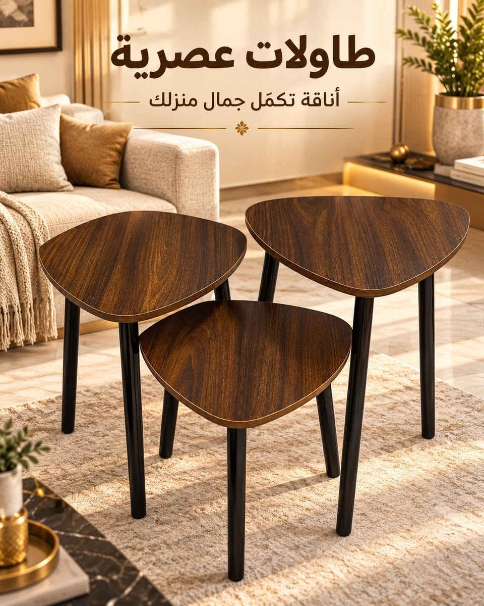 طقم طاولات خشبية • مودرن • توصيل مجاني