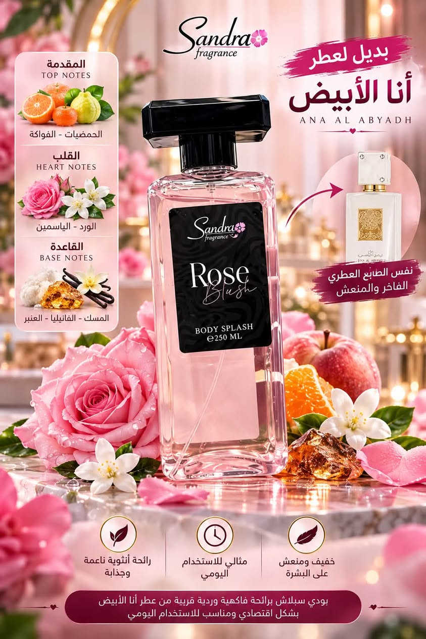 ✨🌸 وصلت تشكيلة سبلاشات Sandra Fragrance 🌸✨

روائح متنوعة تناسب كل الأذواق، من الخوخ والفواكه 🍑 إلى الورد والزهور 🌹، ومن العسل الدافئ 🍯 إلى الروائح البحرية المنعشة 🌊 والروائح الشرقية الفخمة 🔥.

💜 Violet Magic — لمسة فاكهية زهرية ناعمة
🌹 Rose Blush — وردي أنثوي منعش
🔥 Flame Darling — دافئ، شرقي وفخم
🌊 Marine Kiss — انتعاش بحري منعش
🍯 Honey Bells — حلاوة العسل والدفء
🍑 Peach Aura — خوخ فاكهي جذاب

💦 بودي سبلاش 250 مل
✨ مناسب للاستخدام اليومي وبعد الاستحمام

سعر 7.000
عنوان بغداد اركية وفاضل شارع المسبح العام
توصيل داخل المنطقة مجاناً بغداد والمحافظات 5
للحجز والاستفسار مراسلة الصفحة او الرقم ***********

نص مكتوب في الصور:
- Sandra fragrance Flame Darling BODY SPLASH بديلنا لعطر هيرش لهب Hersh Lahab HERSH LAHAB نفس الطابع العطري الغني والفخم المقدمة TOP NOTES الريحان - البرغموت القلب HEART NOTES الباتشولي - لنجيل الهند القاعدة BASE NOTES الأخشاب - العنبر - الفانيليا رائحة منعشة ودائمة خفيف ومناسب للاستخدام اليومي إحساس فاخر وبسعر مناسب بودي سبلاش يمنحك رائحة قريبة من عطر هيرش لهب بشكل اقتصادي ومناسب للاستخدام اليومي
- Sandra fragrance المقدمة TOP NOTES الباشون فروت - الخوخ القلب HEART NOTES الزهور البيضاء - الياسمين القاعدة BASE NOTES الكراميل - المسك الأبيض Sandra Violet Magic BODY SPLASH e250 ML بديل لعطر قصة ONE & ONLY نفس الطابع العطري الراقي والأنثوي قصة QISSA ONE & ONLY خفيف ومنعش على البشرة مثالي للاستخدام اليومي رائحة أنثوية جذابة وفواحة
- Sandra fragrance المقدمة TOP NOTES الحمضيات - الفواكه القلب HEART NOTES الورد - الياسمين القاعدة BASE NOTES المسك - الفانيليا - العنبر Sandra fragrance Rose Blush BODY SPLASH 250 ML بديل لعطر أنا الأبيض ANA AL ABYADH نفس الطابع العطري الفاخر والمنعش خفيف ومنعش على البشرة مثالي للاستخدام اليومي رائحة أنثوية ناعمة وجذابة بودي سبلاش برائحة فاكهية وردية قريبة من عطر أنا الأبيض بشكل اقتصادي ومناسب للاستخدام اليومي
- Sandra fragrance سبلآش منعش برائحة الخوخ Peach Aura إحساس بالانتعاش والأنوثة طوال اليوم المقدمة TOP NOTES الخوخ - الفواكه المنعشة القلب HEART NOTES الزهور البيضاء - الياسمين القاعدة BASE NOTES الفانيليا - العنبر - الأخشاب خفيف ومنعش على البشرة مثالي للاستخدام اليومي رائحة أنثوية ناعمة وجذابة
- Sandra fragrance سبلاش منعش برائحة العسل Honey Bells BODY SPLASH إحساس بالدفء والنعومة طوال اليوم المقدمة TOP NOTES العسل - الحمضيات القلب HEART NOTES الياسمين - زهور بيضاء القاعدة BASE NOTES الفانيليا - العنبر - المسك BODY SPLASH e250 ML خفيف ومنعش على البشرة مثالي للاستخدام اليومي رائحة أنثوية دافئـة ومغريـة