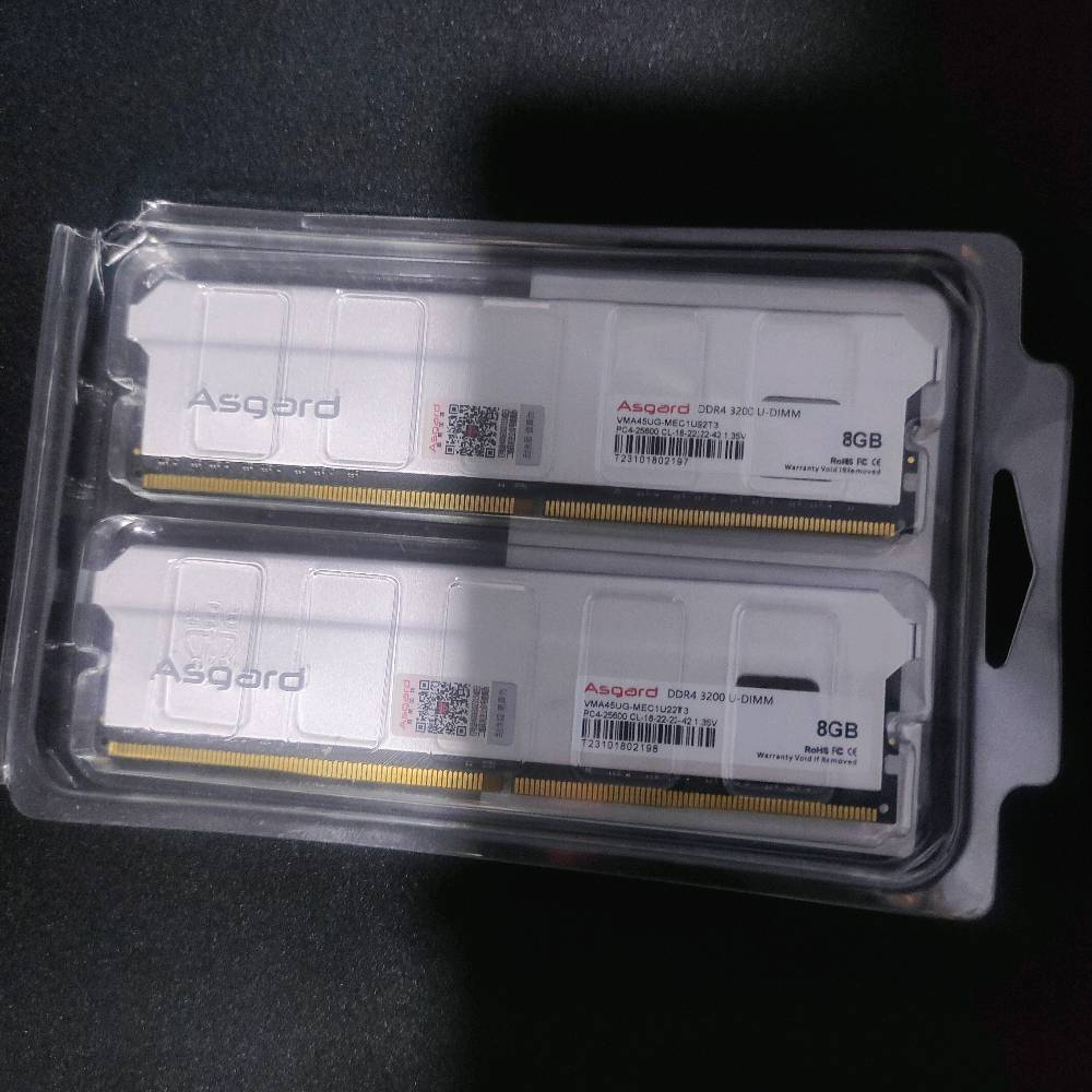 السلام عليكم، رامات(8×2) Asgard ddr4 سرعاتهن 3200 للبيع جديدات فقط مفحوصات سعرهم 150 الف،مكاني موصل