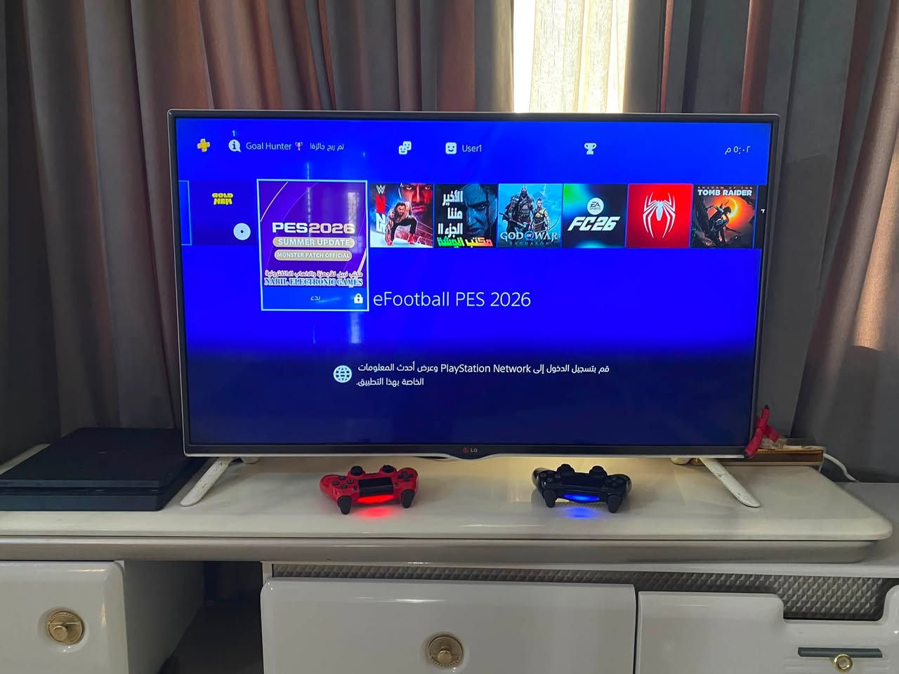 بلي 4 مهكر نظام 12.50 واحد تيرا 
يحتوي عل سبعة العاب قوية 
مع جوستك عدد ٢ 
Pes26 
Fc26 
W2k 26 
The last of us 2 معربة 
Tomb Rider Shadow معربة 
God of war مدبلجة  
Spiderman مدبلجة للعربية
مكاني بابل سيطرة الاثار 
*********** 
السعر 300 الف
