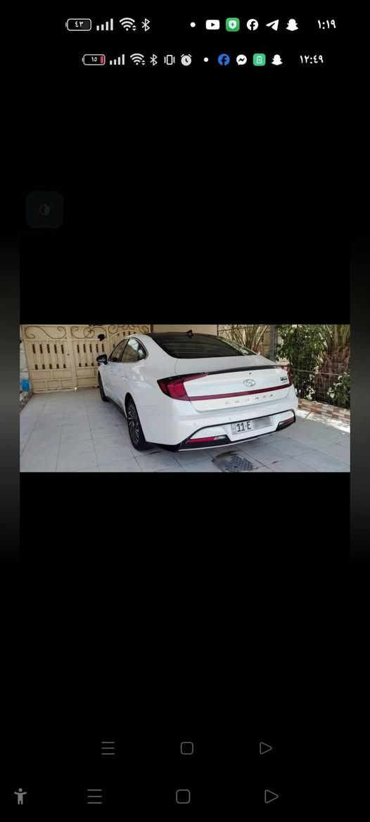 السلام عليكم...
للبيع سوناتا هايبرد  
الموديل 2021
فول مواصفات 
بصمة تشغيل وابواب وصندوق
هاندبريك بصمة
انارة ترحيب
تحديد مسار
اربع وضعيات قيادة
اوتو هولد
رادارات امامي وجانبي وخلفي 
حساسات امامي وخلفي
قيادة ذاتية
مقاعد تدفئة وتبريد 
ستيرن تدفئة 
مقاعد كهرباء مع خزن 
سستم صوت Bose
اشارة بالمري
شفتات بالستيرن 
شاحن لاسلكي 
رقم.مميز
انارة دشبول متغيرة الالوان
السيارة
 حادثها موضح بالصور 
ماشية82الف   
كامرات محيطيه 360
سقف خلايه
تغليف ارضيه جلد
تغليف داخل بل كامل لايلون

مكان سياره كوفه مراوس حسب القناعه***********

نص مكتوب في الصور:
- ١:١٩
- ١٢:٤٩
- ٤٣
- ١٥