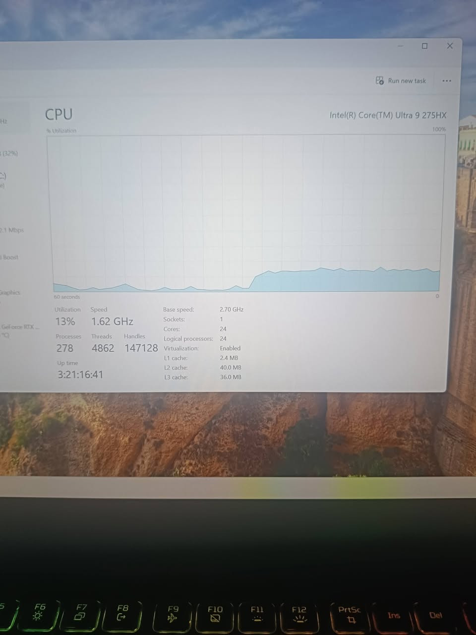 acer predator Helios neo 16 AI
المعالج core 9 275hx
الرامات drr5 32g 6400
كرت شاشة RTX 5070ti 12G
الشاشة 16 انج 240hz دقتها 2k
 التخزين NVMe ssd 1tera
يحتوي على شريحة ذكاء اصطناعي NPU
تكدر عن طريقها تشغل ذكاء اصطناعي محلي 
ملحقات كاملة كارتونة وشاحنة 
صحة بطارية 97
السعر مليونين و950
لابتوب وحش مناسب لكل اعمال رندرة والعاب والبرامج الهندسية
مكاني بغداد 
رقمي ***********

نص مكتوب في الصور:
- Run new task CPU Intel(R) Core(TM) Ultra 9 275HX % Utilization 100% 60 seconds 0 Utilization Speed Base speed: 2.70 GHz 13% 1.62 GHz Sockets: 1 Cores: 24 Processes Threads Handles Logical processors: 24 278 4862 147128 Virtualization: Enabled L1 cache: 2.4 MB Up time L2 cache: 40.0 MB 3:21:16:41 L3 cache: 36.0 MB
- GPU NVIDIA GeForce RTX 5070 Ti Laptop GPU 3D 0% Copy 0% Video Encode 0% Video Decode 0% Dedicated GPU memory 12.0 GB Shared GPU memory 17.9 GB Utilization 0% Dedicated GPU memory 0.0/12.0 GB GPU Memory 0.0/29.9 GB Shared GPU memory 0.0/17.9 GB Driver version: 32.0.16.1692 Driver date: 9/4/2026 DirectX version: 12 (FL 12.2) Physical location: PCI bus 1, device 0, function 0 Hardware reserved memory: 344 MB Run new task