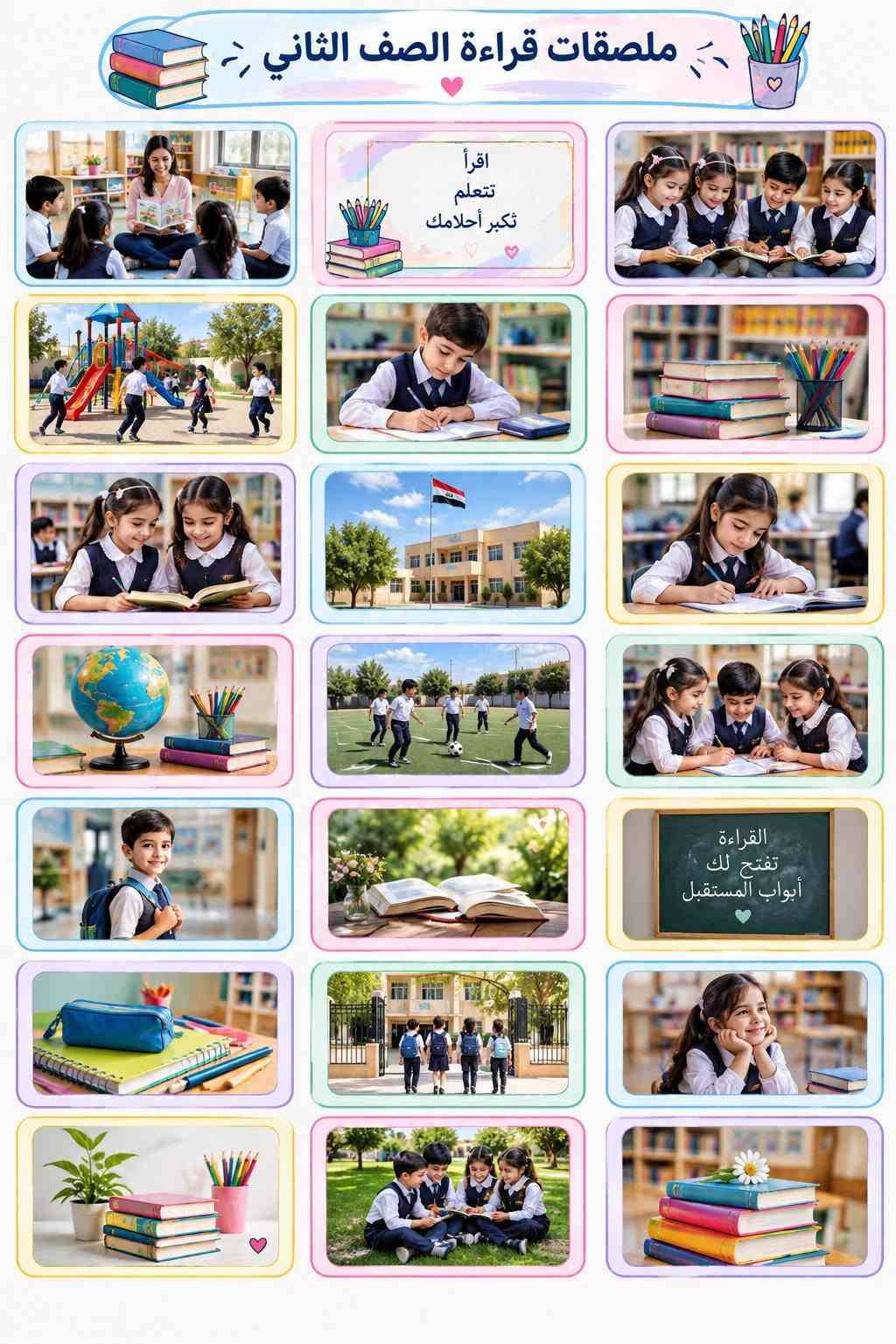 📚✨ خلي دفتر ابنك/بنتك أحلى بلمسة مميزة! ✨📚
ملصقات مدرسية بتصاميم حلوة ومتنوعة للطلاب 🌸🎒
أشكال مرتبة ومناسبة للدفاتر والكتب، وتخلي دفتر ابنك يطلع أجمل وأرتب بالمدرسة 💕📖
🌷 تصاميم للبنات والأولاد
🎨 أشكال وألوان متنوعة
✏️ مناسبة للدفاتر والكتب المدرسية
🖨️ طباعة مرتبة وبجودة حلوة
اختاري التصميم اللي يعجبج وخلي دفاتر أطفالج تتميز من أول يوم دراسي 🤍✨
📩 للطلب والاستفسار مراسلتنا على الخاص.

نص مكتوب في الصور:
- الأشكال الهندسية هيا نتعرف عليها دائرة مثلث مربع مستطيل مربع خماسي سداسي سباعي ثماني الأشكال حولنا في كل مكان
- الاسم: الصف: المادة: المدرسة: السنة الدراسية:
- مشاعرنا الجميلة
- أحسنتِ
- رائعة
- ذكية
- مبدعة
- متميزة
- متفوقة
- ممتاز
- متألقة
- شطورة
- فنانة
- أحسنت
- مبدع
- شجاعة
- متفوق
- جميلة
- قوي
- مجتهد
- عطوفة
- ملصقات عبارات الصف الأول
- أنتِ مميزة
- برافو
- مبدعة دائماً
- أنتِ قادرة
- المعرفة قوة
- هيا نتعلم
- خطوة بخطوة نصل للنجاح
- الكتابة حياة
- الوقت ثمين
- أكتشف العالم
- مدرستي بيتي الثاني
- أنتِ نجمة
- أنتِ جميلة
- إبداعك يصنع الفرق
- كن دائماً الأفضل
- القراءة متعة
- أنتِ رائعة
- تستطيعين أكثر
- كُلّ يَوم بداية جديدة
- أحلامك كبيرة
- ABC Chart
- Aa
- Apple
- Bb
- Ball
- Cc
- Cat
- Dd
- Dog
- Ee
- Elephant
- Ff
- Fish
- Gg
- Giraffe
- Hh
- House
- Ii
- Ice cream
- Jj
- Juice
- Kk
- Kite
- Ll
- Lion
- Mm
- Monkey
- Nn
- Nest
- Oo
- Orange
- Pp
- Penguin
- Qq
- Queen
- Rr
- Rabbit
- Ss
- Sun
- Tt
- Tiger
- Uu
- Umbrella
- Vv
- Violin
- Ww
- Whale
- Xx
- Xylophone
- Yy
- Yacht
- Zz
- Zebra
- ملصقات قراءة الصف الثاني
- اقرأ
- تتعلم
- تكبر أحلامك
- القراءة
- تفتح لك
- أبواب المستقبل