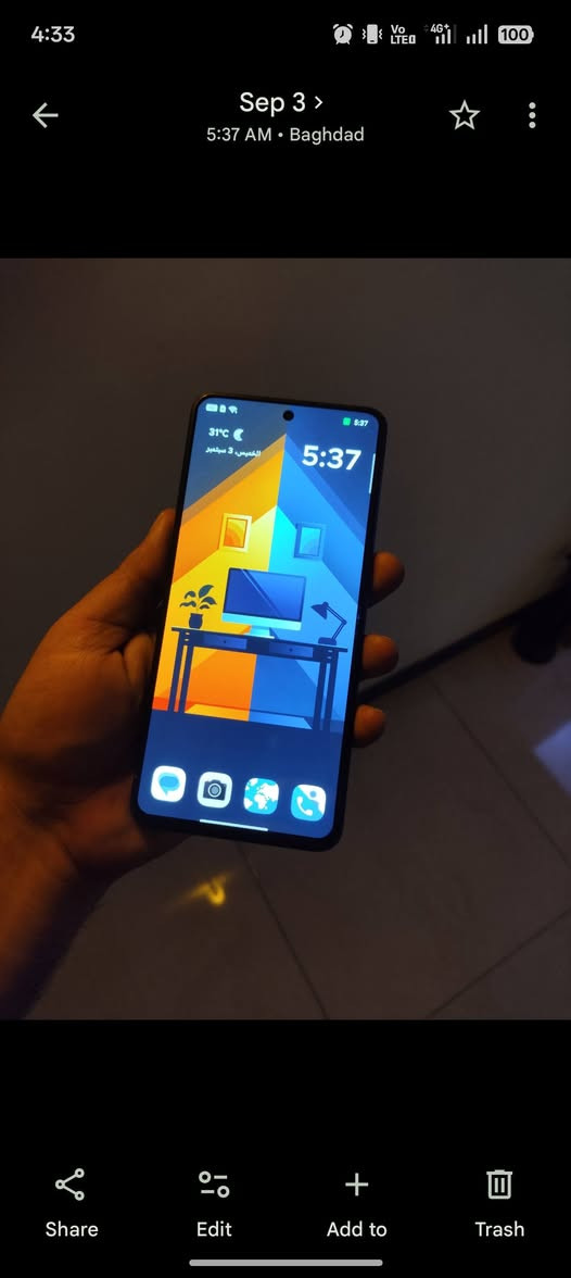 ريلمي gt 3 شحن 240 واط 😁 شاشة 2kخيالية
تردد (144 ) هرتز ركز ذاكرة ( 1 تيرا ) 
يعني مواصفات جهاز فلاكشب ومعالج راقي تلعب اي لعبة باعلى دقة تصوير راقي جهاز نظيف جدا بس الضهر بي كسور فقط اني حاليا غلفته حماية شباب السعر 400 مكاني بغداد م الصدر
توصيل ماعندي بدون مراوس الشراي يجي خاص لو واتساب  واني بخدمة الطيبين
***********

نص مكتوب في الصور:
- Sep 3 > 5:37 AM • Baghdad
- حول الجهاز المعالج Snapdragon 8+ Gen 1 Mobile Platform البطارية 4600 مللي أمبير في الساعة (نموذجية) RAM 16.0 غ.ب + 4.00 غ.ب الكاميرات أمامية 16MP خلفية 50MP+8MP+2MP إصدار البرنامج RMX3709_16.0.5.1010 (EX01) معزز الأداء Flux Engine الشاشة 6.74 بوصة الطراز RMX3709 الإصدار المعلومات القانونية الحالة دليل المستخدم برامج تحسين التجربة
- 4:33 Vo LTE 4G+ 100 Sep 3 5:38 AM • Baghdad GT3 240W realme UI 7.0 الإصدار مُحدّث 5:38 مساحة التخزين 57.6 غ.ب / 1.00 ت.ب اسم الجهاز realme GT3 240W المعالج Snapdragon® 8+ Gen 1 Mobile Platform البطارية 4600 مللي أمبير في الساعة (نموذجية) RAM 16.0 غ.ب + 4.00 غ.ب الكاميرات أمامية 16MP خلفية 50MP+8MP+2P Share Edit Add to Trash