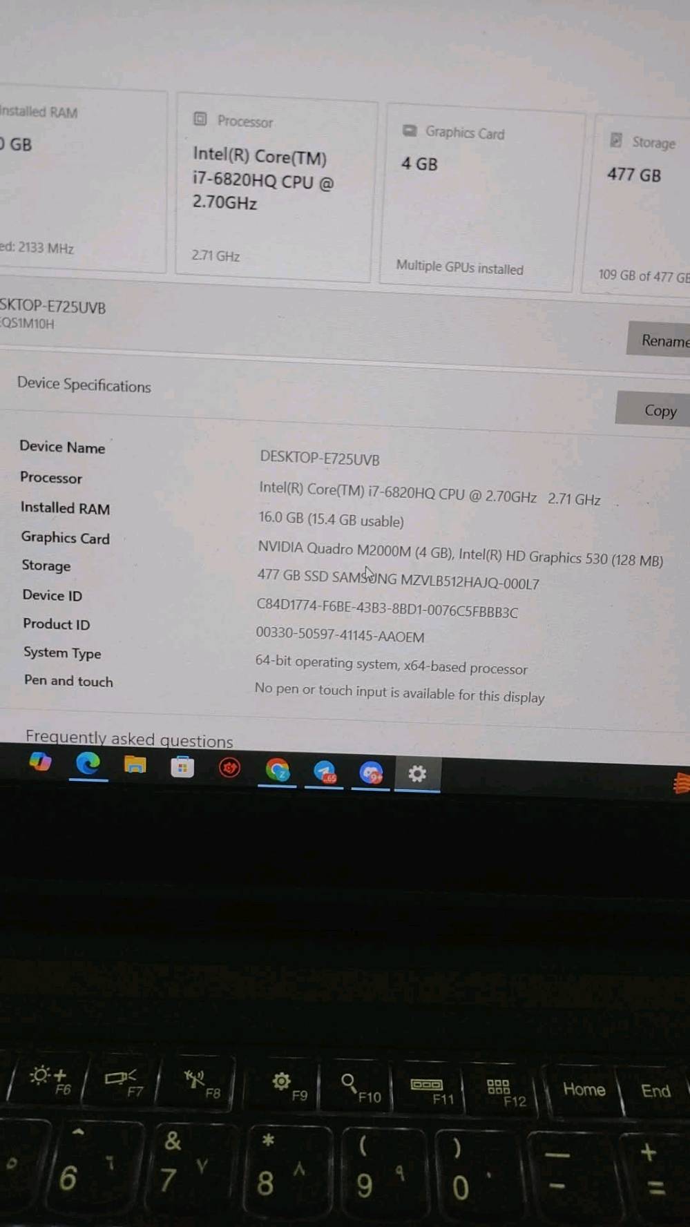 السلام عليكم
للبيع 
Lenovo thinkpad

المواصفات مثل ما واضحة بالصورة

كرتين شاشة  
Quadro m2000m (4gb) + intel hd graphics 128mb
16 Ram
SSD 500GB
INTEL Core i7-6720HQ

تفيد للالعاب والمونتاج والتصفح والدراسة 

الجهاز نظيف جدا ومابي اي ضرر
السعر 400 الف دينار
