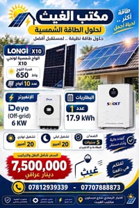 ألواح 650 واط • انفيرتر DEYE • ضمان ٥ سنوات