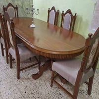 ميز طعام ٦ كراسي خشب صاج بورمي شغل عراقي المكان بغداد الاتصال  ٠٧٧٣٤٩٦...