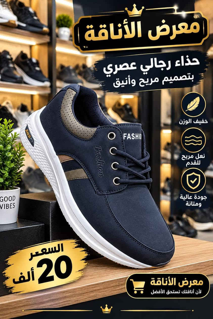 حذاء رجالي • جلدي • نعل مريح