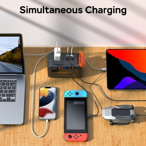 محطة طاقة محمولة • قابلة الشحن الشمسي • منافذ USB و AC