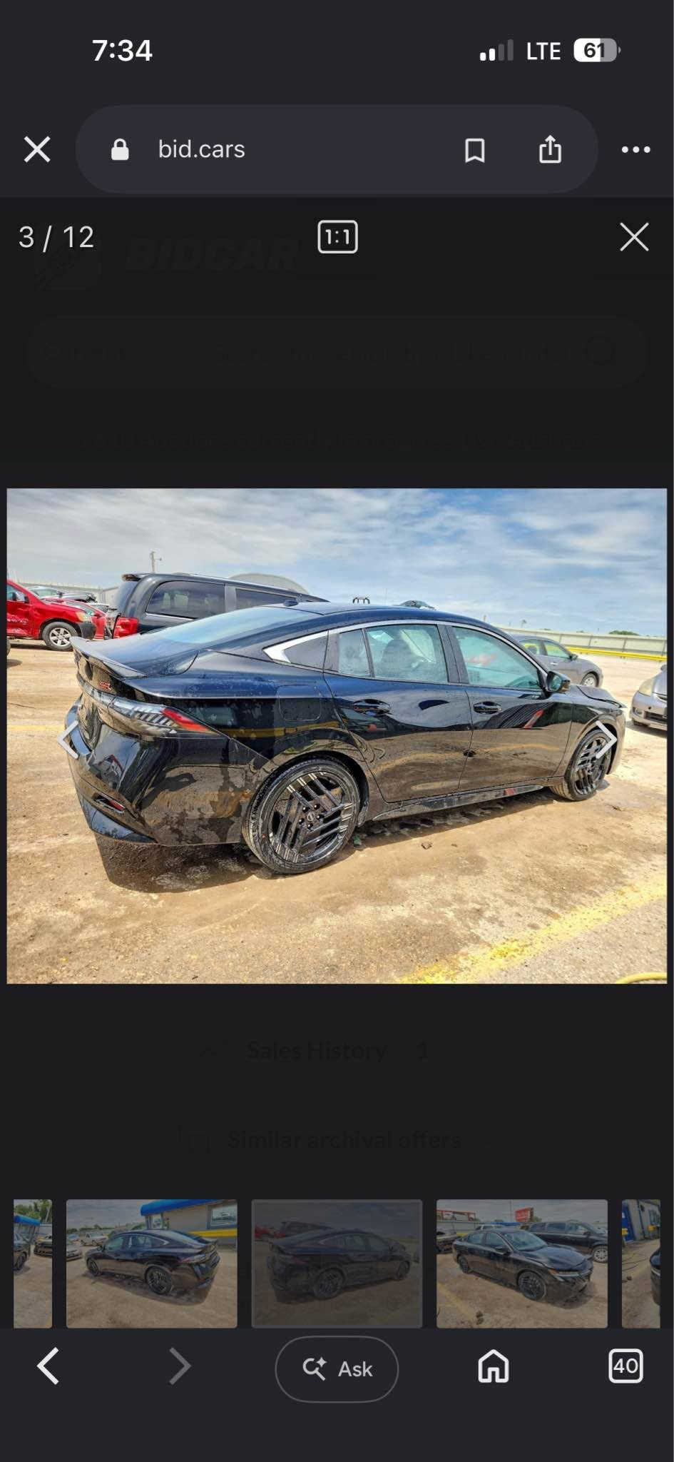 2026 sentra SR.  
بدون صبغ 
بدون تعديل 
بدون ارباك. 
ممشا 1,000mil 
موصفات SR. 
سعر 175 $ 
شراي اتصل *********** أربيل, العراق

نص مكتوب في الصور:
- 7:34 LTE 61 bid.cars 5 / 12 1:1 BIDCAR Sales History Similar archival offers Ask 40
- 7:34
- LTE 61
- bid.cars
- 3 / 12
- 1:1
- Sales History
- Similar archival offers
- Ask
- 40
- 7:35 LTE 61 bid.cars 1 / 12 1:1 Sales History Similar archival offers Ask 40