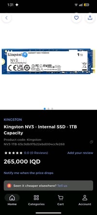 كينجستون • 1TB • M.2 2280