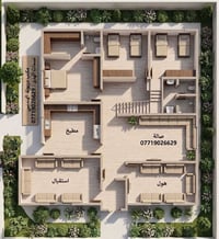 خريطة بيت • ارض زراعية • ٣ غرف