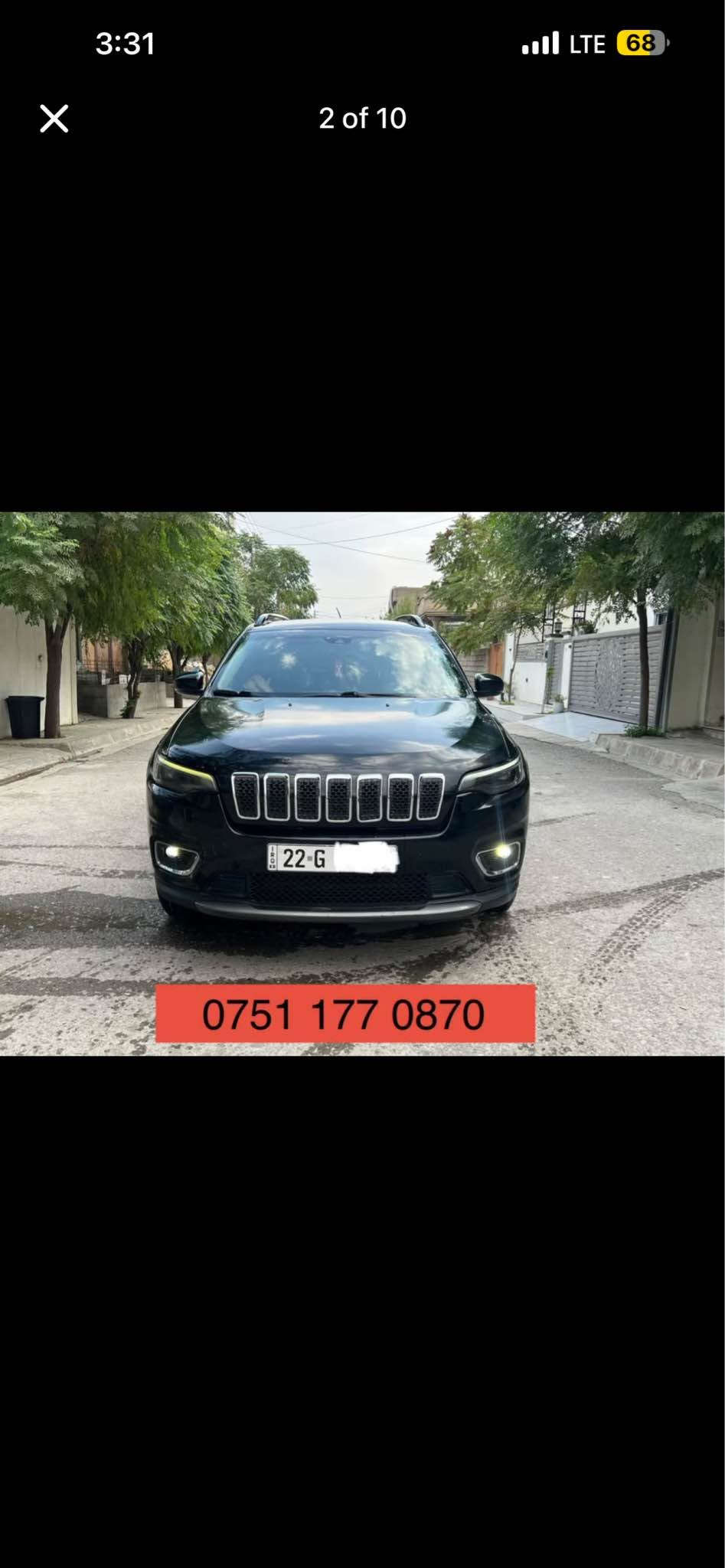 Jeep Cherokee 2023 black Top awd
سعر🔥🔥 128$ مجال
٠۷٥۱۱۷۷٠۸۷٠
بصمە شغال رادار دبل اکسل سندوق شفط شاشە گەورە برێک بصمە و ئۆتۆ هۆلد ئۆتۆ ستارت کوشن هیتر کوشن جلدو کوشن کارەبا سوکان هیتەر پێنج مۆدی لێخورین دەبل گێر حساسی ناو دەعامی راداری دواوەو ئاوینەکان و خەتی جادە فول تحکمات ستیرن
دەرگا بصمە وویل کرۆم لایت لیدو زینۆن بلاجکتۆرو تولی سەر سەقف 
مکینە ۲٤ چوار پستۆن 
بونید جملاغ بۆیاغە بێ ناو گرتن شوخت و ساردی نیە
گێرو مکینەو کارەبای تەبرید بەری یزۆز بەشەرت
شوێن قەلادزێ📍
تکایە کریار نیت سەرمان مەهێشێنە لەگەل ڕێزدا رانية, السليمانية

نص مكتوب في الصور:
- ***********
- 3:31 LTE 68 4 of 10