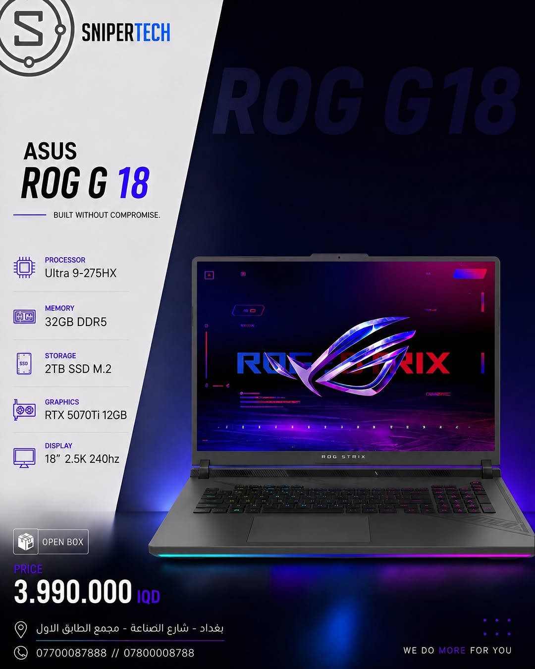 🔥 العيار الثقيل وصل 

نخبة من أقوى لابتوبات و PC الـ GAMING
مخصصة للـ Gamers المحترفين، صناع المحتوى، المصممين، المهندسين ومحترفي الـ3D والرندر.

قوة استثنائية • أداء شرس • بدون تنازلات

للي شغله ولعبه يحتاج وحش. 🔥

SNIPER | WE DO MORE FOR YOU

📍بغداد - شارع الصناعة - مجمع النعمان الطابق الاول
 
***********
***********⁩⁩
