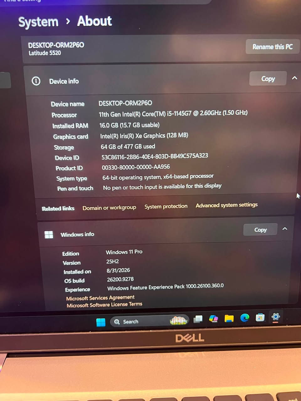 💰 السعر: 450,000 دينار فقط
رقم : *********** WhatsApp 

🔥 فرصة لقطة.. لابتوب بمواصفات راقية ونظيف جداً (بحالة الجديد) 🔥
مناسب جداً للدراسة، البرمجة، الأعمال الإدارية، والتصميم خفيف الوزن.
💻 نوع الجهاز: Dell Latitude 5520
⚡ المعالج: Intel Core i5 - الجيل الحادي عشر (1145G7) سريع جداً وكفوء
🧠 الرامات (RAM): 16 گیجابايت
💾 التخزين (Hard): 512 گیجابايت SSD (سريع جداً بالإقلاع ونقل البيانات)
🖥️ الشاشة: 15.6 بوصة بدقة FHD واضحة ومريحة للعين
🎮 كرت الشاشة: Intel Iris Xe Graphics

الجهاز مستخدم لكن بحالة ممتازة ونظيف جداً خالي من العيوب.
 ضمان لمدة شهر لتبراك بالاطمئنان.
 الهدايا: جنطة + ماوس أصلي هدية مع الجهاز.

🛵 التوصيل: متوفر لجميع المحافظات (أو ضمن المدينة بـ 5,000).
