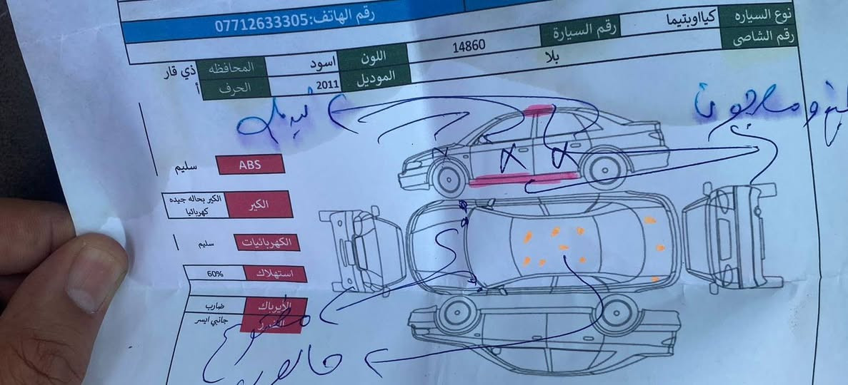 سلام عليكم للبيع اوبتيمه موديل 2011 وارد امريكي مكينه جي دي اي سعر 75 ورقه$ مكانه البصره قضاء القرنه ***********
