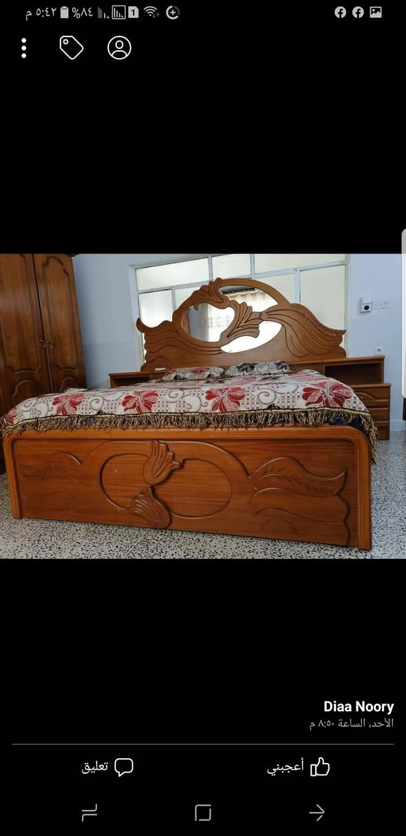 غرفه نوم صاج درجه اوله احطاطه للبيع سعر 950   بي مجال   رقم ***********   العنوان كركوك قادسيه ثانيه

نص مكتوب في الصور:
- Diaa Noory
- الأحد، الساعة ٨:٥٠ م
- أعجبني
- تعليق
- ٥:٤٣ م ٨٤% Diaa Noory الأحد، الساعة ٨:٥٠ م أعجبني تعليق