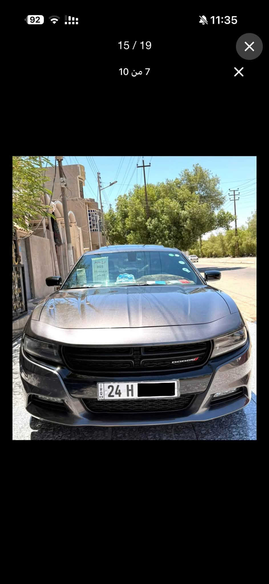 للبيع: دودج تشارجر (Dodge Charger) موديل 2021 - فئة SXT Plus
* الموديل والسنة: 2021
 * المحرك: 6 سلندر سعة 3600cc
 * المسافة المقطوعة: 80,000 ميل
 * الرقم: دهوك (24 H)
أبرز المواصفات والتجهيزات:
 * فتحة سقف
 * مقاعد جلد مع ميزة التدفئة والتبريد
 * ذاكرة لحفظ وضعيات المقاعد (Memory Seats)
 * تدفئة مقود (ستيرن)
 * شاشة تدعم نظام أبل كاربلاي (CarPlay)
 * حساسات خلفية مع كاميرا
حالة السيارة والحادث:
 * السيارة مكفولة كفالة عامة وبحالة ممتازة.
 * البدي سليم ونظيف، وتوجد تعديلات بسيطة على البارد (دحجات وشحوط بسيطة جداً).
 * حادث أمريكا: كيس ماكينة فقط (تم التبديل) مع مشط ستيرن فقط.
 * تقرير فحص السونار الحديث متوفر وموضح بالكامل لضمان الشفافية.
السعر المطلوب: 25,000 $ (شدتين ونص)
للتواصل والاستفسار: ***********

نص مكتوب في الصور:
- 92 11:35 11 / 19 4 من 10
- 9 / 19 1 من 10 11:35
- 92 11:35 14 / 19 6 من 10
- 92 11:35 12 / 19 2 من 10
- 92 11:35 15 / 19 7 من 10
- 16 / 19
- 10 من 8