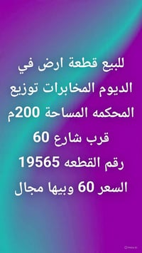 الديوم المخابرات • توزيع المحكمه • قطعة أرض ٢٠٠م