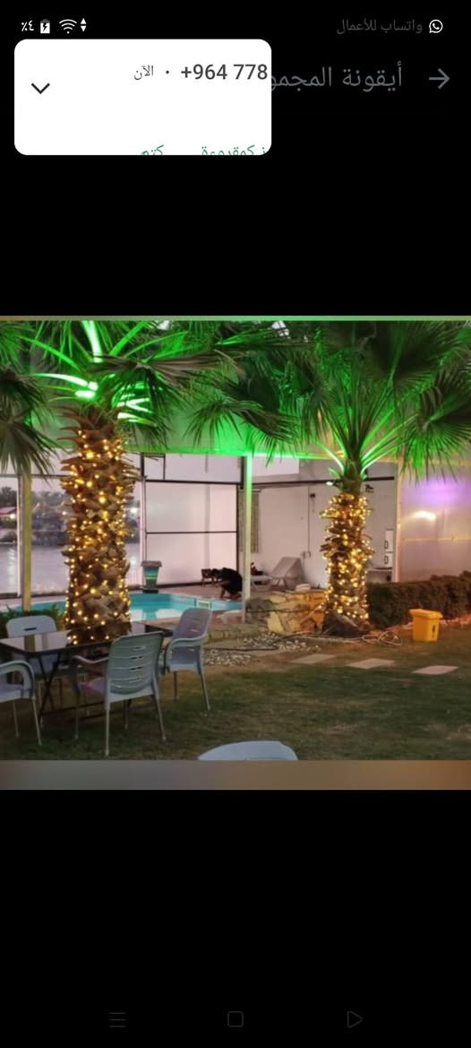 يوجد لدينا مزارع اجار حجز حفلات مناسبات صباحي ومسائي اخوان كلشي يتوفر بداخل مزرعة حبايب حفلات يمي اخوكم الفنان مرتضى الغريب متعهد 3 مزارع عنوان ابو عيثة تعال يمي شلع عيوني ***********5 بإدارة مرتضى كرادي واساب موجود

نص مكتوب في الصور:
- ١٢:٠٤ ٢٠٢٦/٠٣/٢٨
- TECNO
- SPARK 30c
- واتساب للأعمال أيكونة المجم +964 778 . الآن كمجموعة كتب